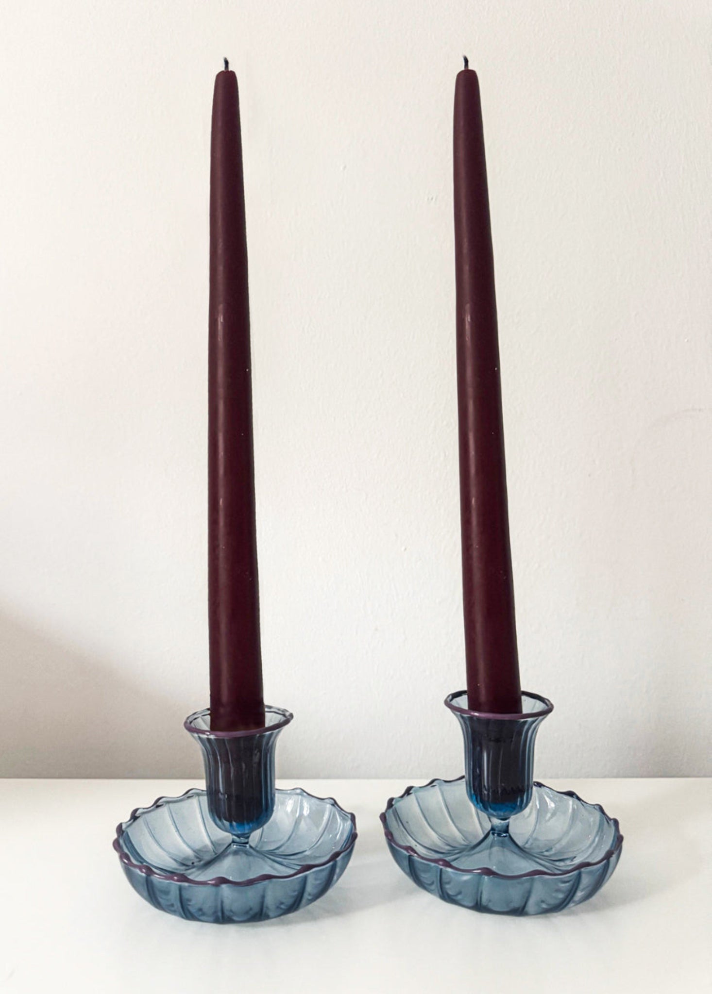 Casa Stilo Set of Fluted Candle Holders – Blue