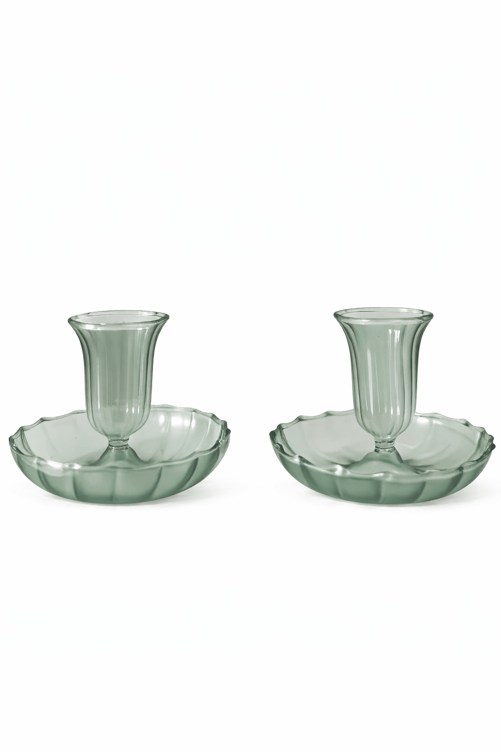 Casa Stilo Set of Fluted Candle Holders – Green