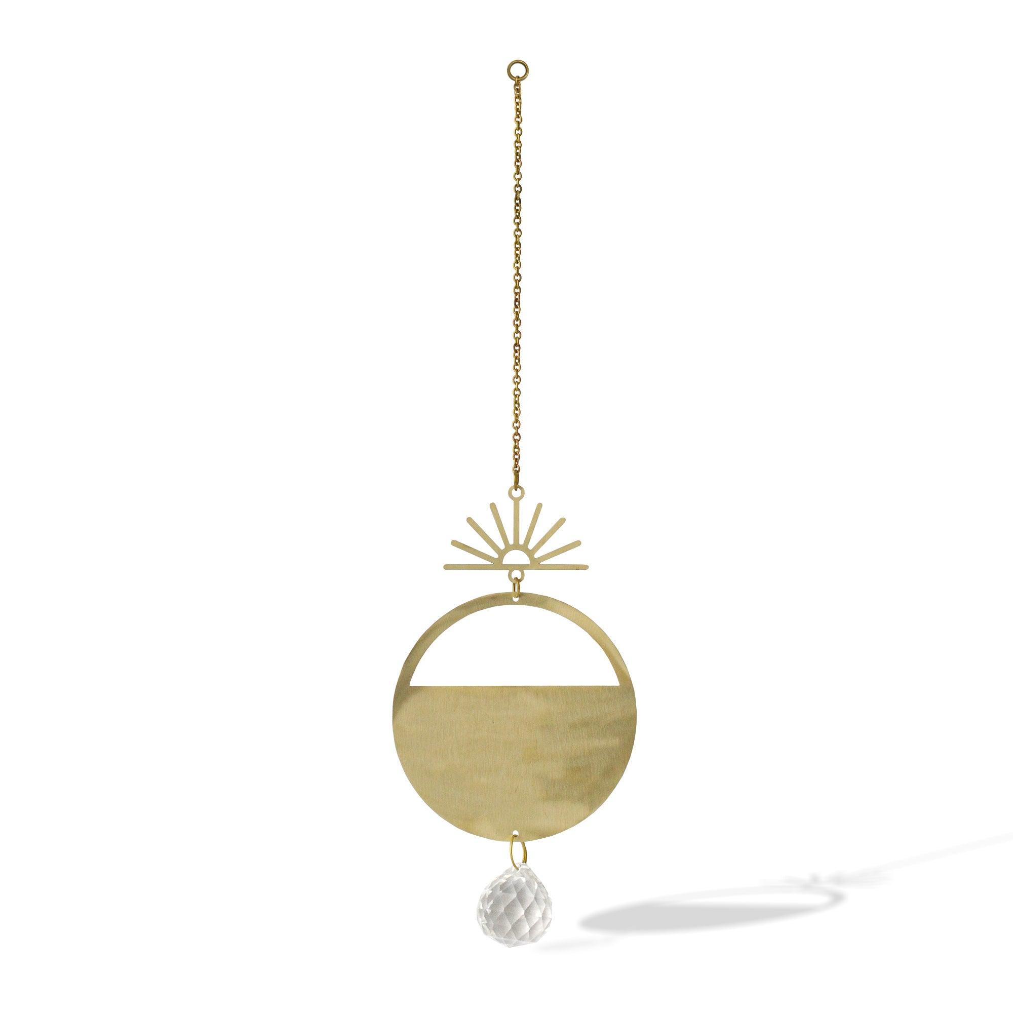 CEDAR AND MYRRH Brass Sunrise and Crystal Suncatcher