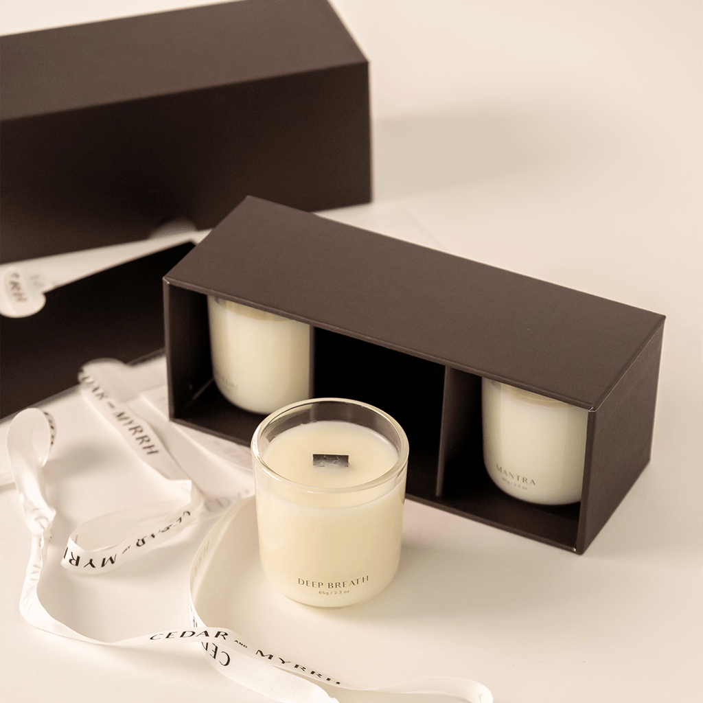CEDAR AND MYRRH Mini Wellness Candle Gift Set