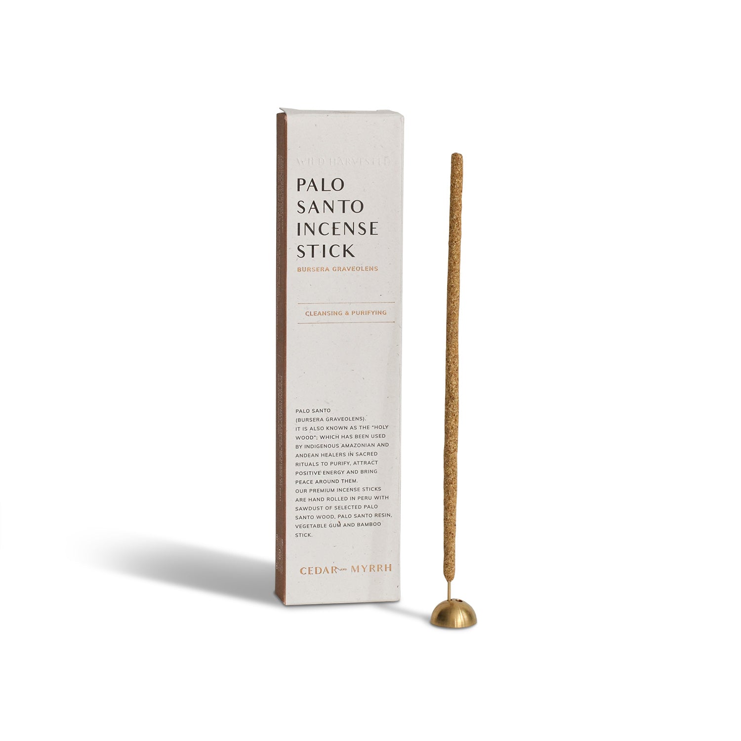 CEDAR AND MYRRH Palo Santo Incense Sticks – Hand - Rolled in Peru (7 Sticks)