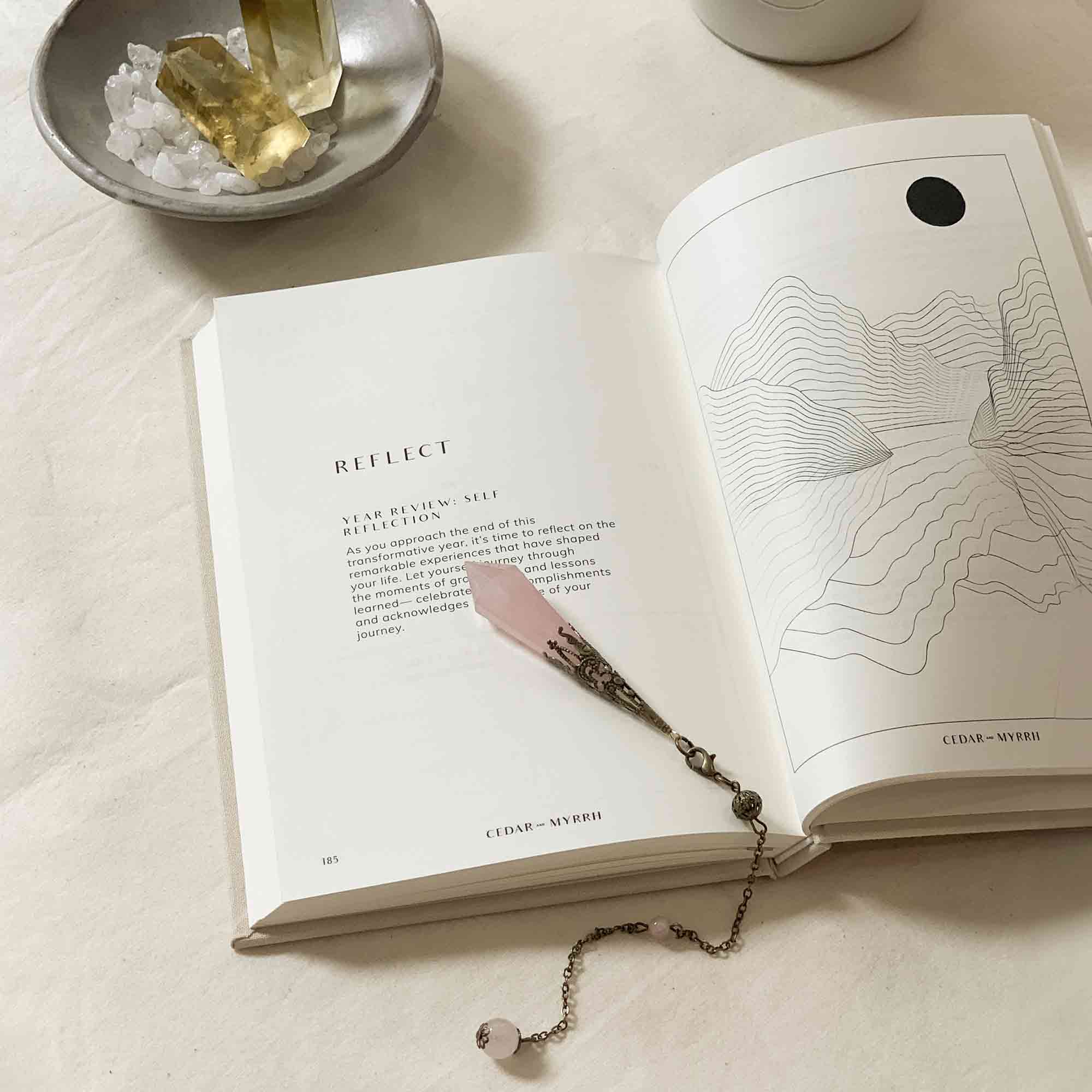 CEDAR AND MYRRH Rose Quartz Crystal Divination Pendulum