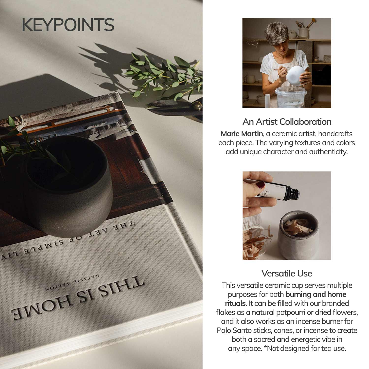 CEDAR AND MYRRH Versatile Black Clay Ceramic Cup