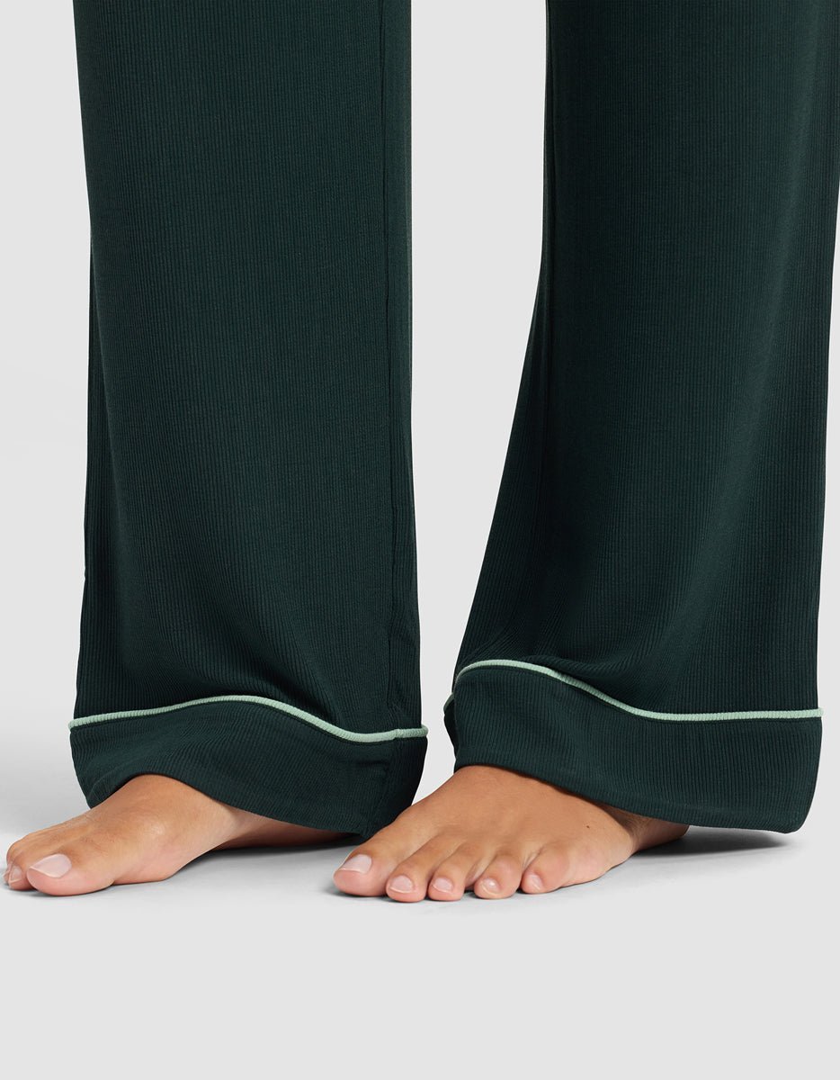 Cozy Earth Women's Bamboo Rib - Knit Classic Long Sleeve Pajama Set