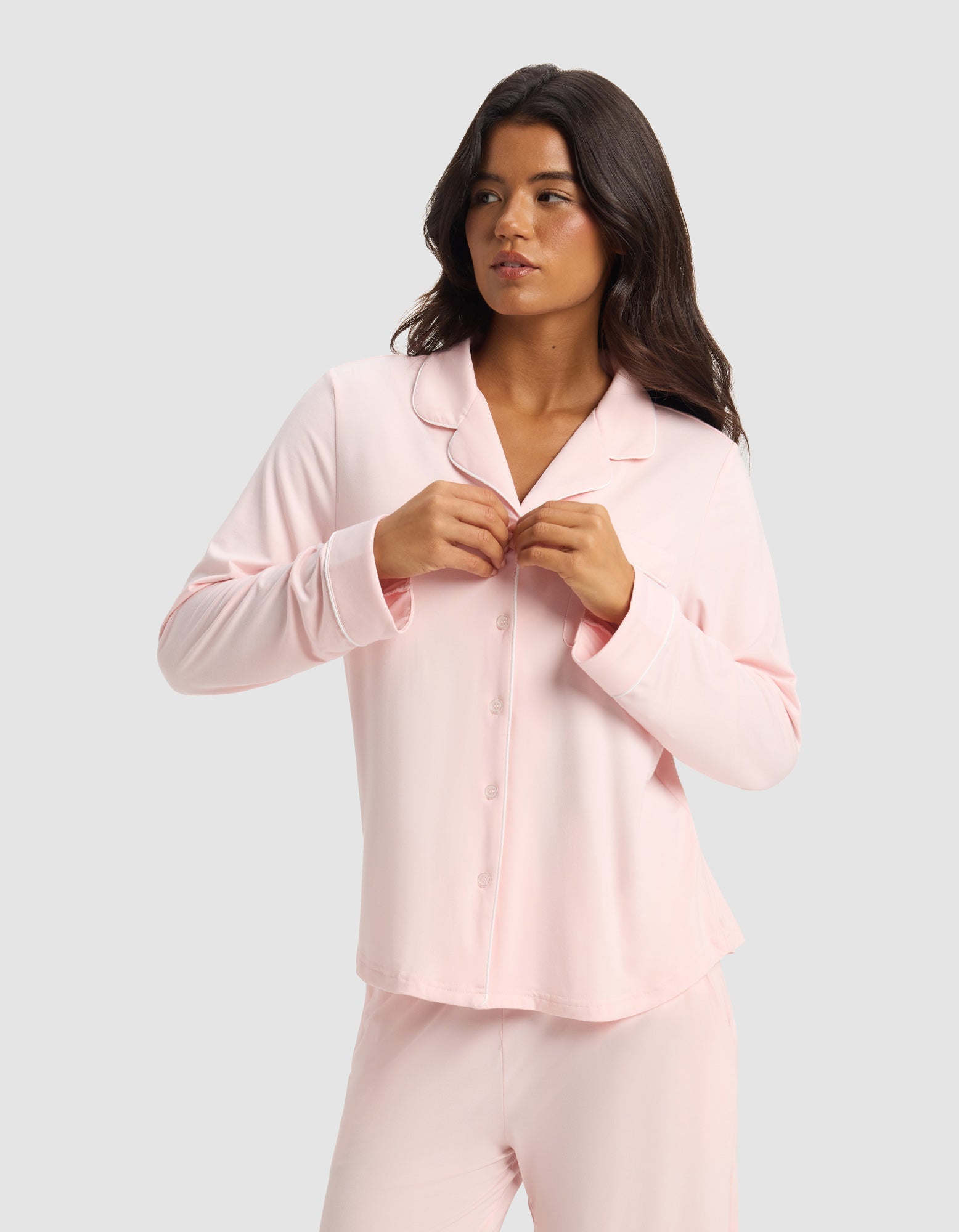 Cozy Earth Women's Bamboo Stretch - Knit Long Sleeve Pajama Set