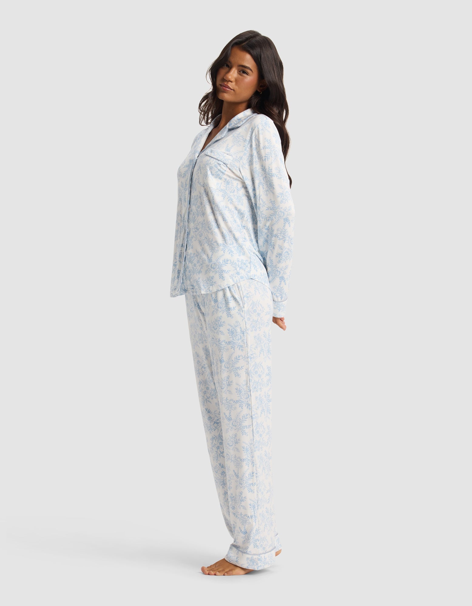Cozy Earth Women's Bamboo Stretch - Knit Long Sleeve Pajama Set