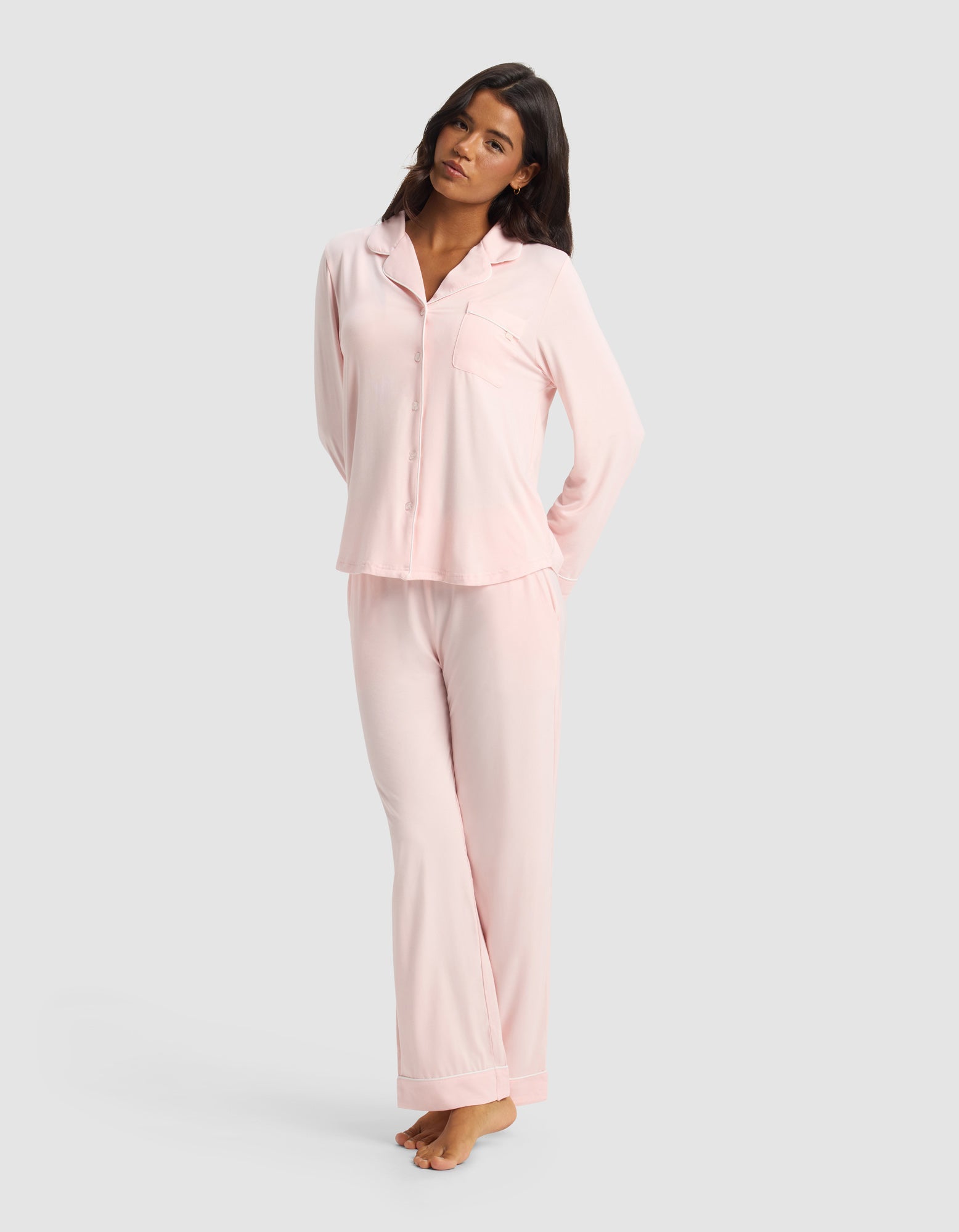 Cozy Earth Women's Bamboo Stretch - Knit Long Sleeve Pajama Set