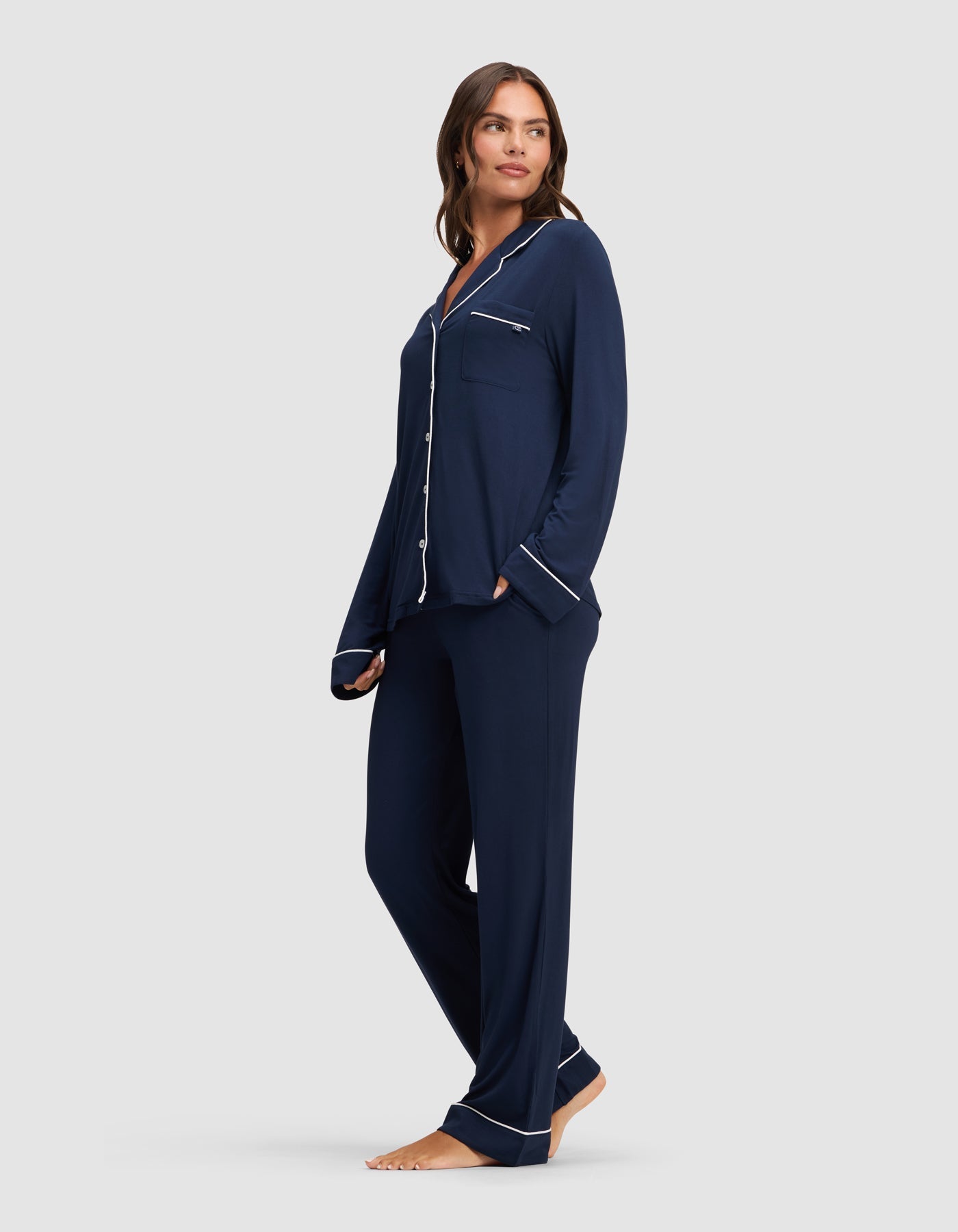 Cozy Earth Women's Bamboo Stretch - Knit Long Sleeve Pajama Set