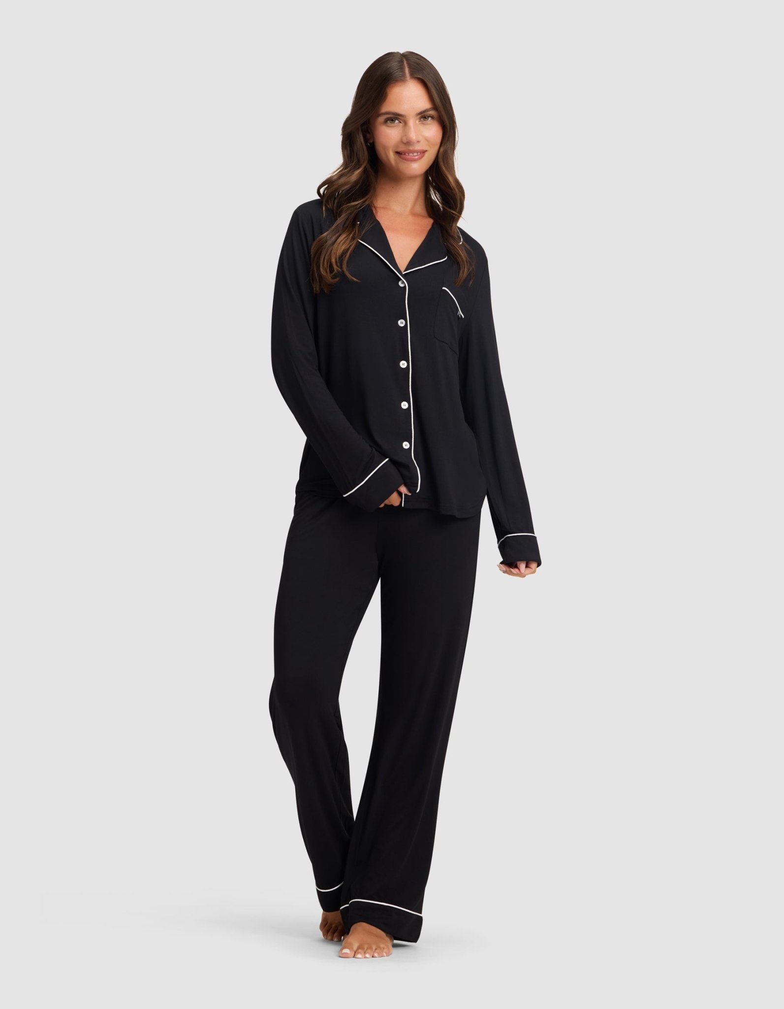Cozy Earth Women's Bamboo Stretch - Knit Long Sleeve Pajama Set TALL