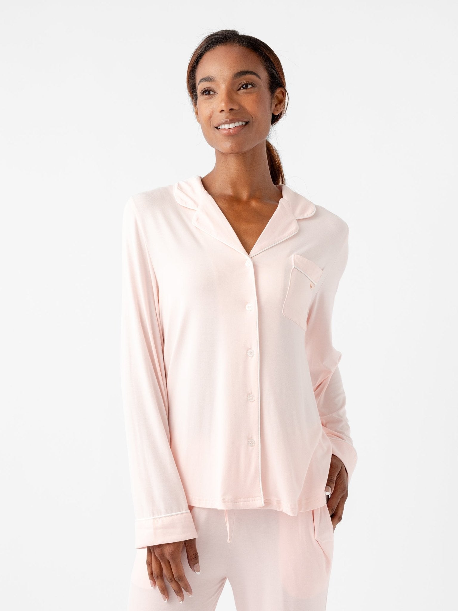 Cozy Earth Women's Bamboo Stretch - Knit Long Sleeve Pajama Set TALL
