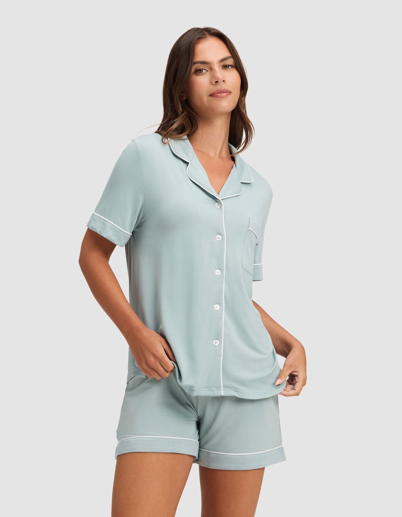 Cozy Earth Women's Bamboo Stretch - Knit Short Sleeve Pajama Set