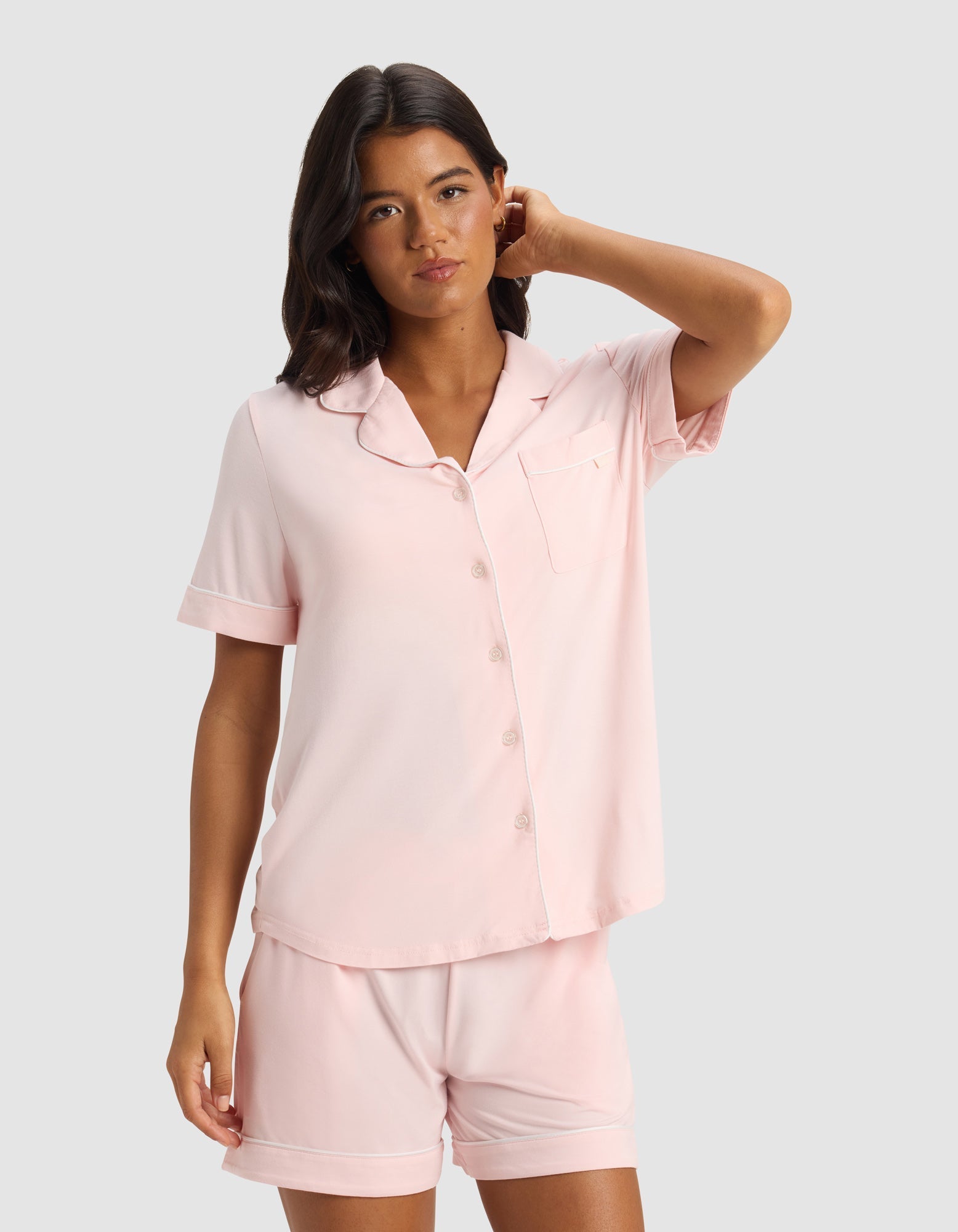 Cozy Earth Women's Bamboo Stretch - Knit Short Sleeve Pajama Set