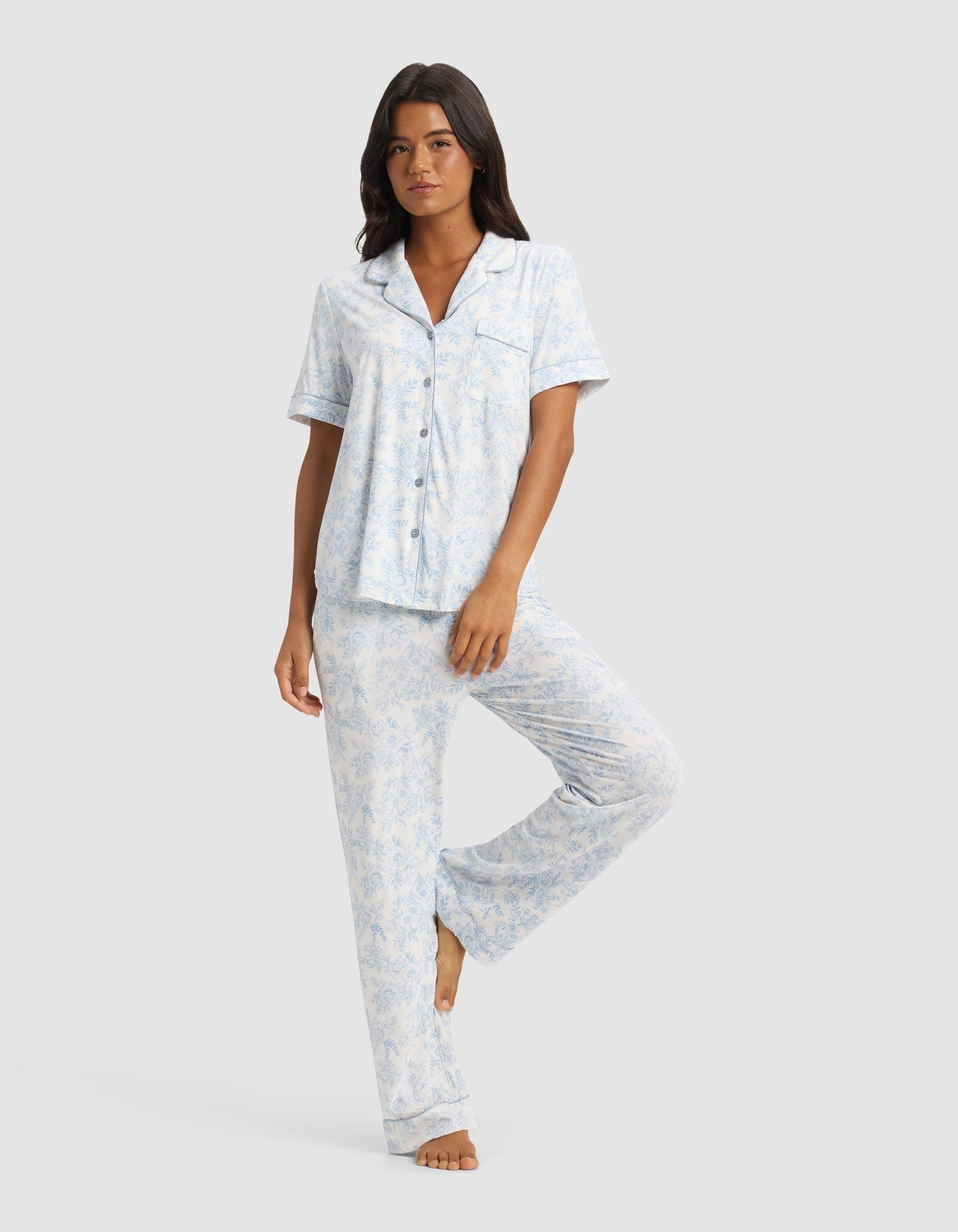 Cozy Earth Women's Bamboo Stretch - Knit Short Sleeve & Pant Pajama Set