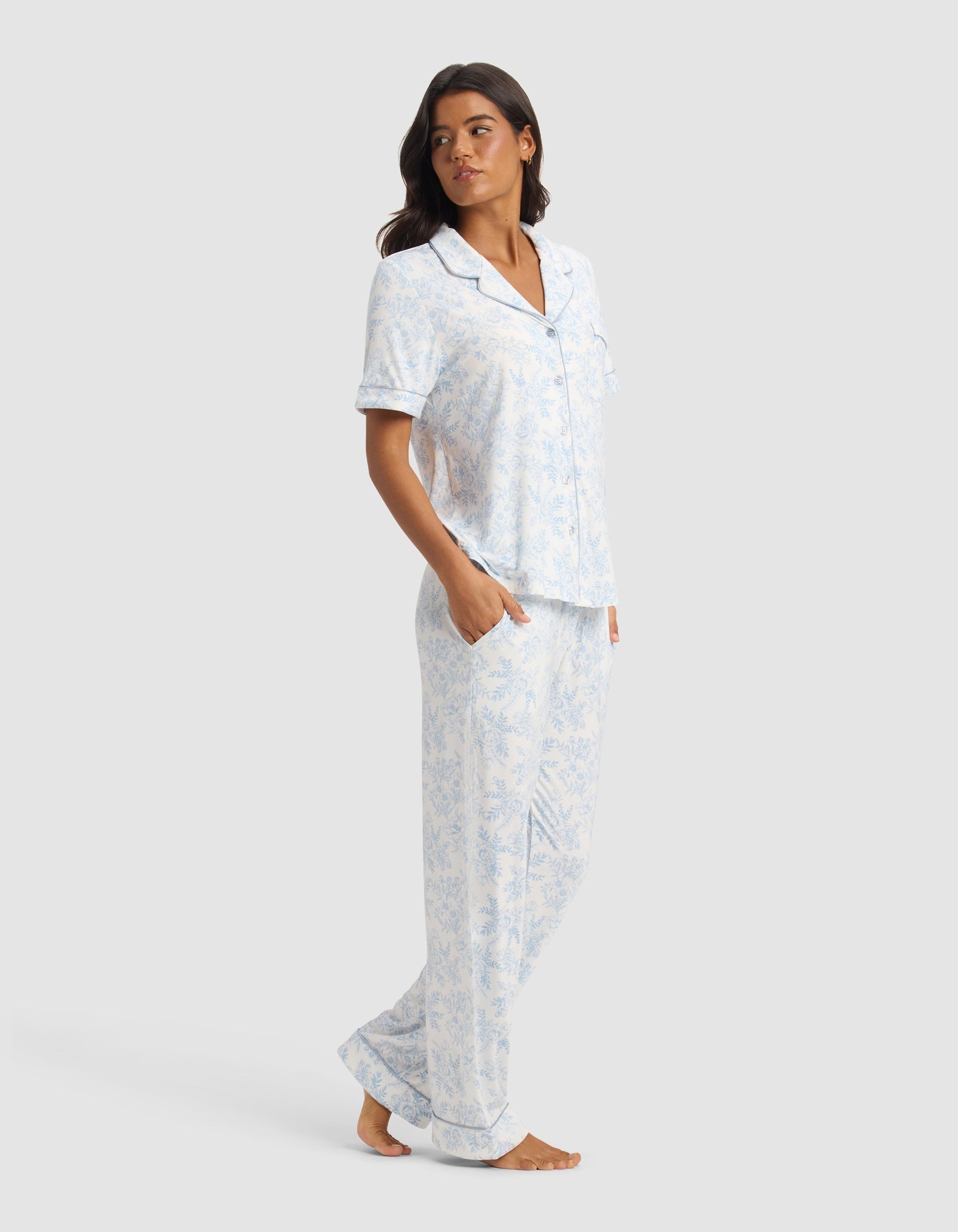 Cozy Earth Women's Bamboo Stretch - Knit Short Sleeve & Pant Pajama Set