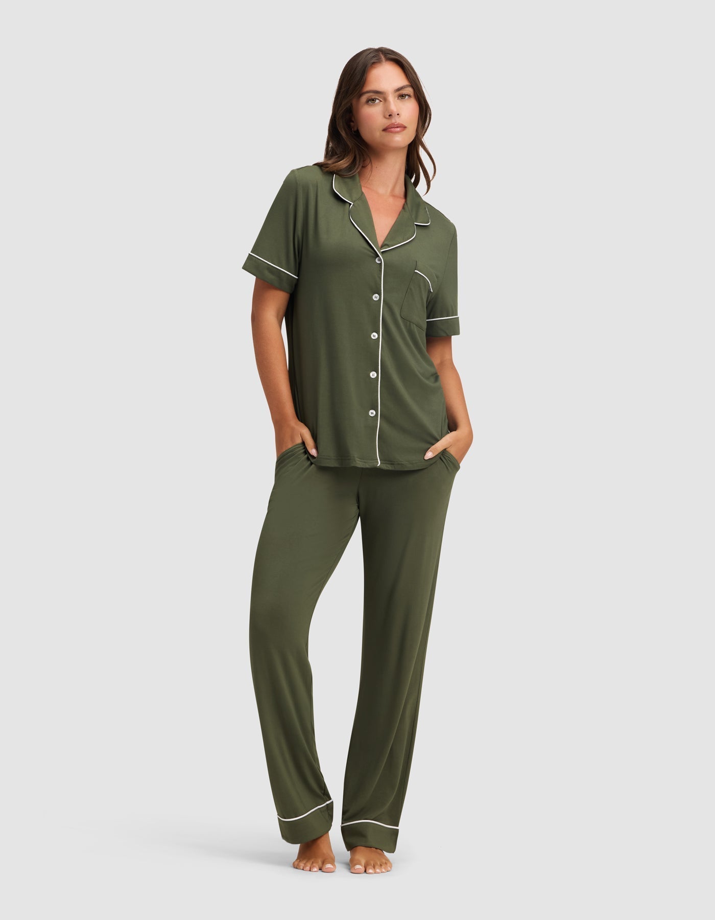 Cozy Earth Women's Bamboo Stretch - Knit Short Sleeve & Pant Pajama Set