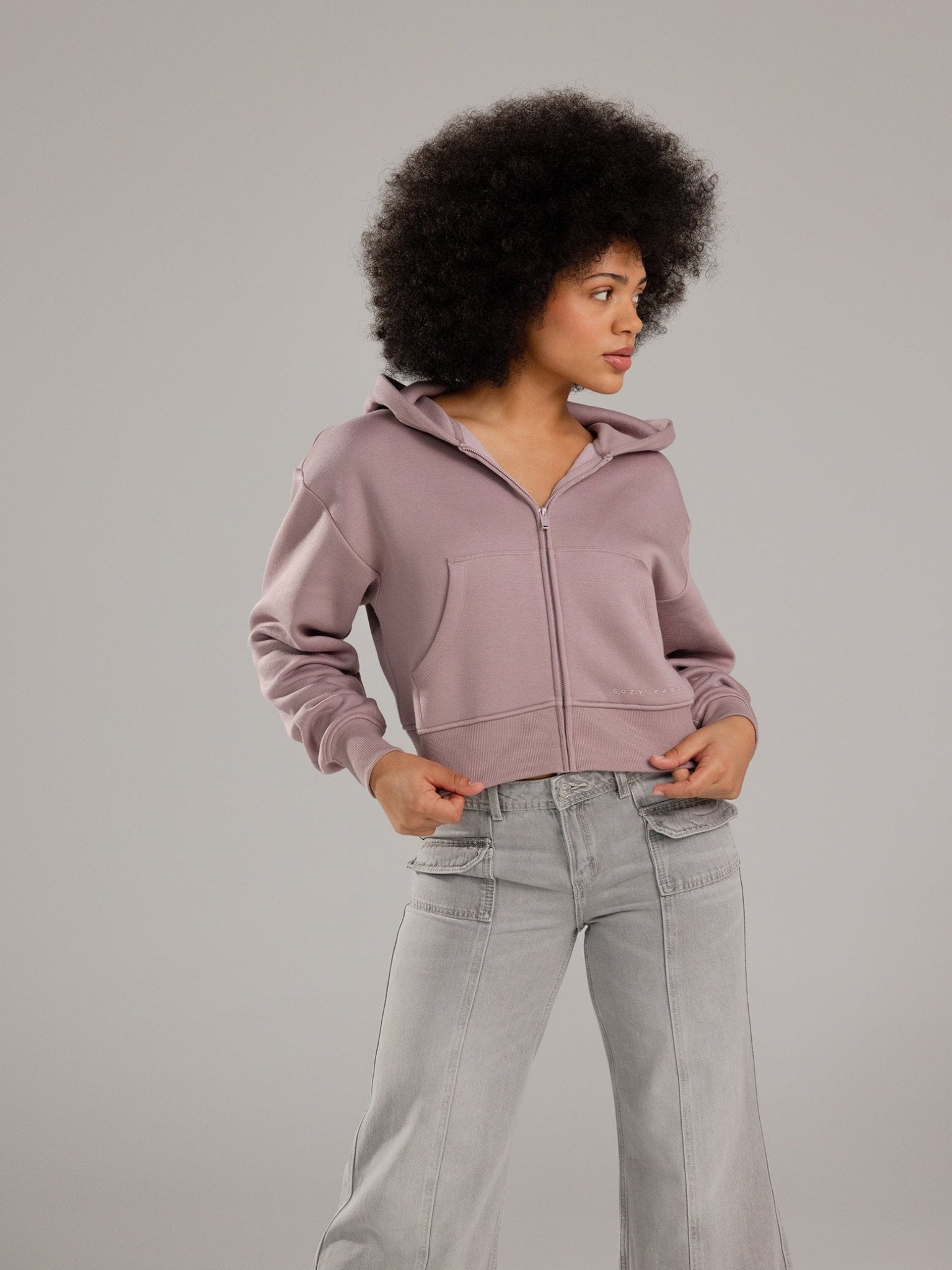 Cozy Earth Women's CityScape Cropped Full Zip