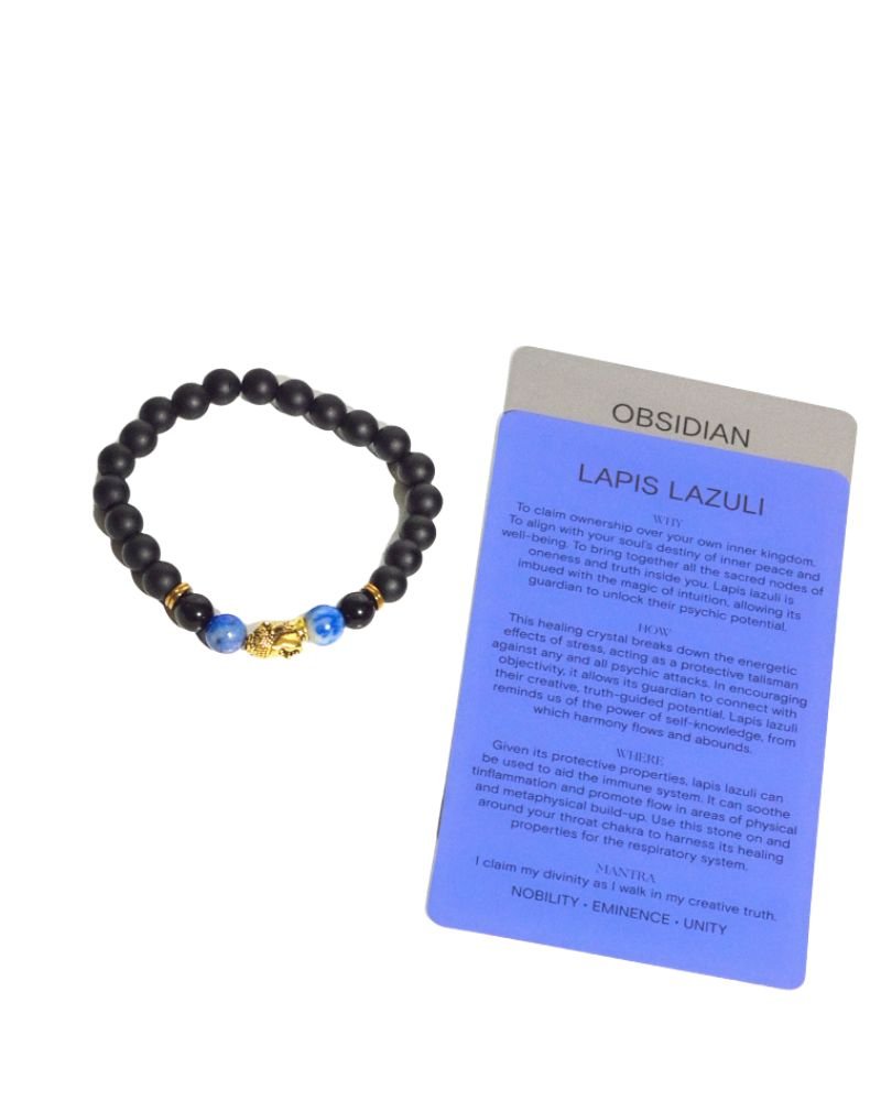 CRYSTALS.COM Buddha Stone w/ Lapis + Obsidian