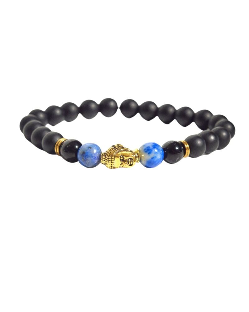 CRYSTALS.COM Buddha Stone w/ Lapis + Obsidian