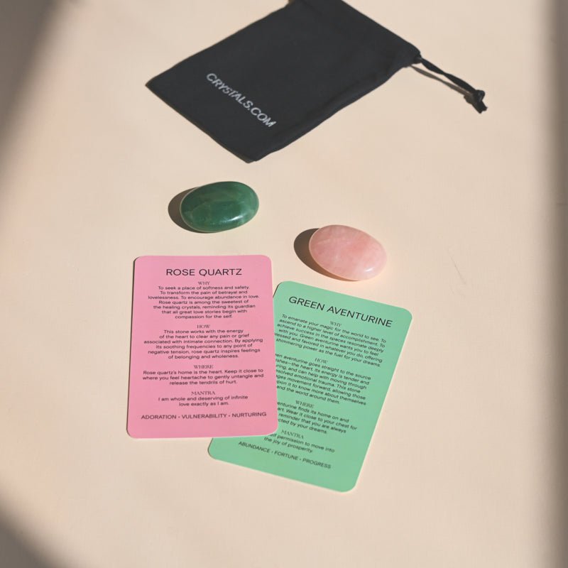 CRYSTALS.COM Love Pouch - Rose Quartz / Green Aventurine