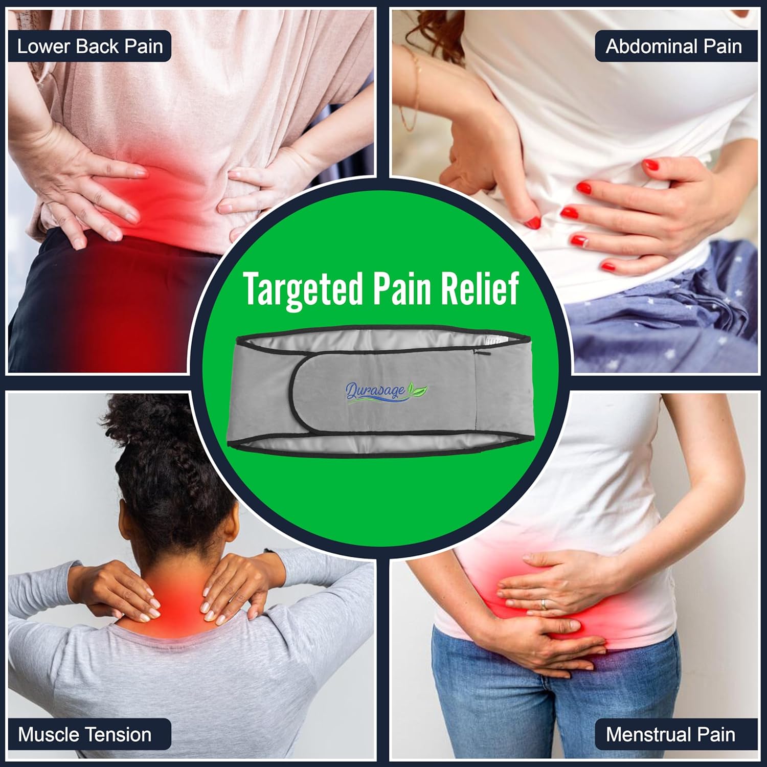 Durasage Health Durasage Cordless Heating Pad for Back Pain Relief – Portable Infrared Waist Belt with 3 Adjustable Heat Settings, USB Rechargeable, Wearable Wrap for Lower Back - Comfort & Lightweight