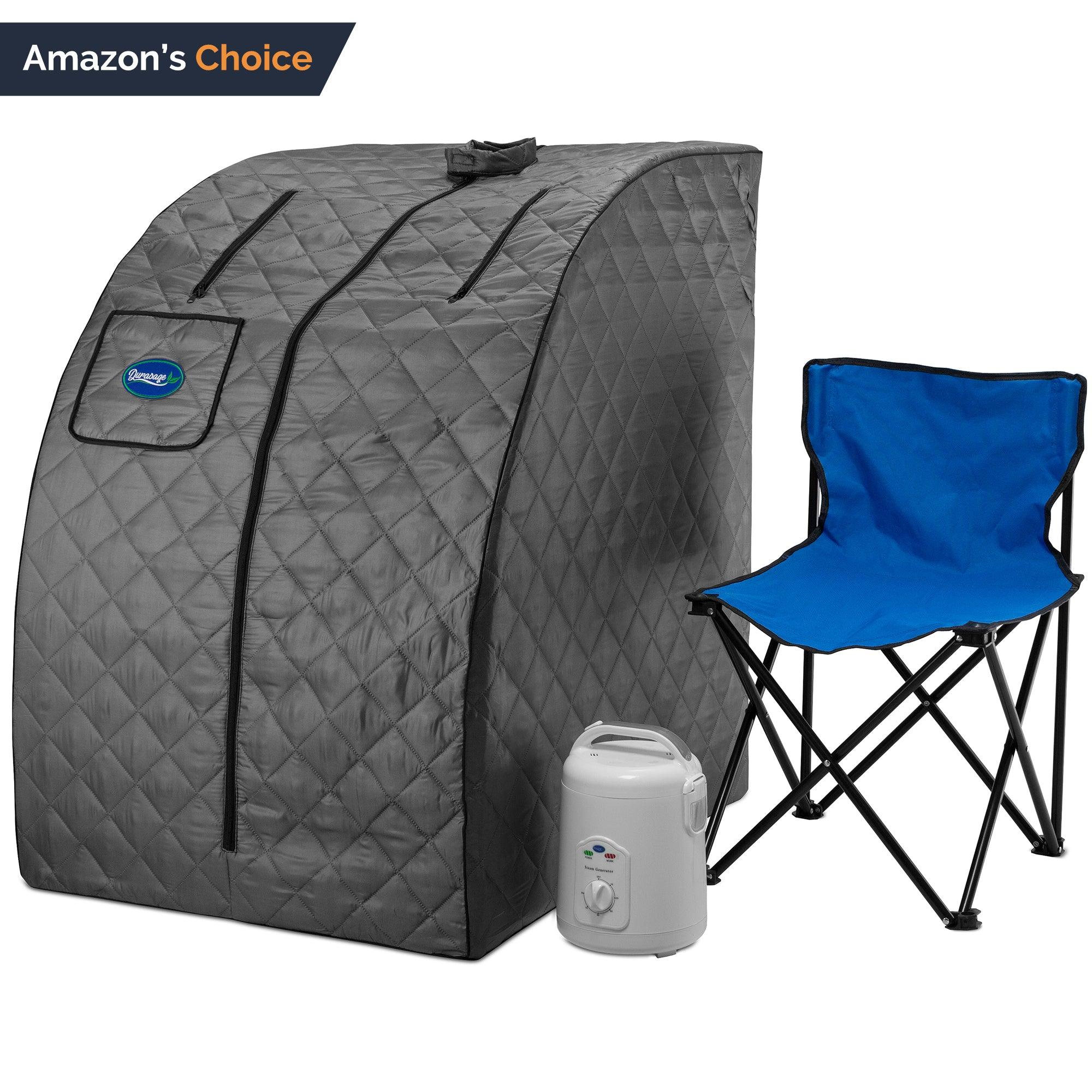 Durasage Health Durasage Lightweight Personal Steam Sauna Spa for Relaxation at Home, 60 Minute Timer, 800 Watt Steam Generator, Chair Included - Gray