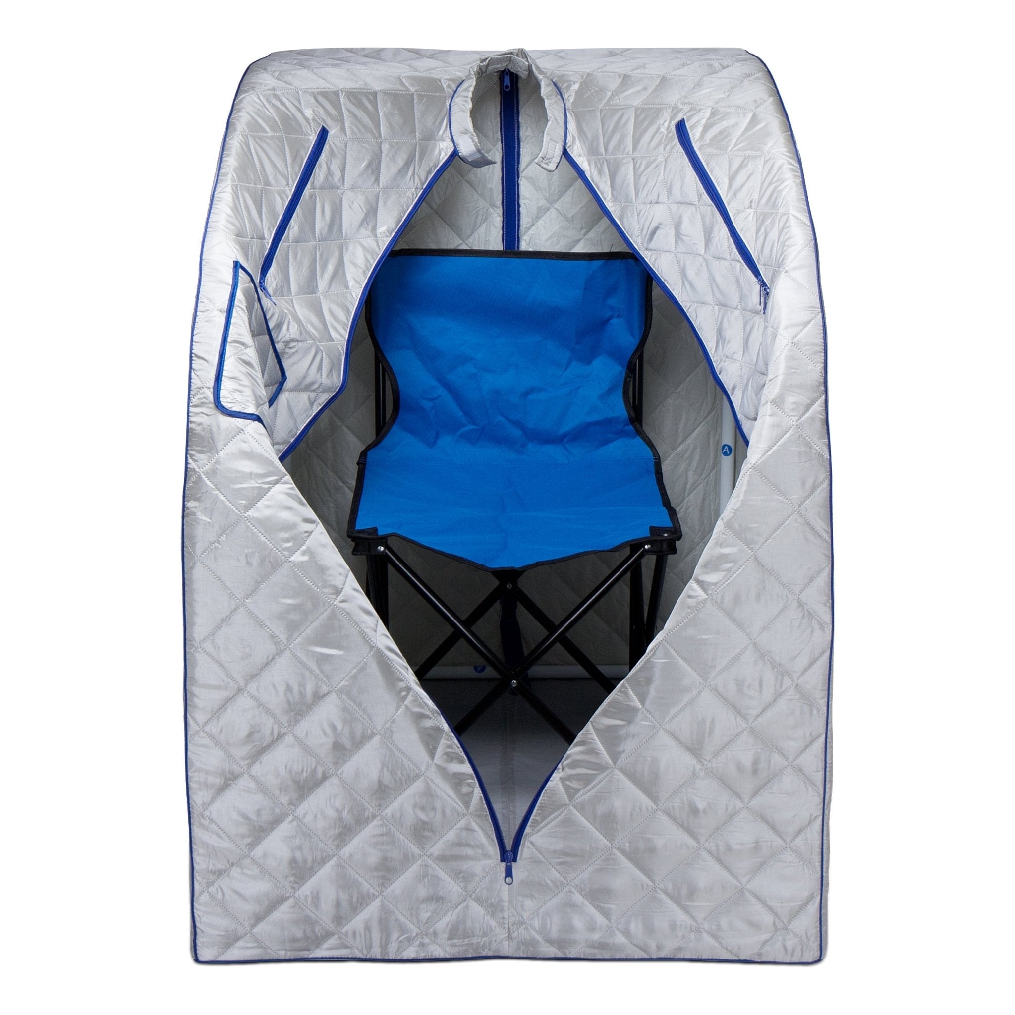 Durasage Health Durasage Lightweight Portable Personal Steam Sauna Spa for Relaxation at Home, 60 Minute Timer, 800 Watt Steam Generator, Chair Included - Blue Trim