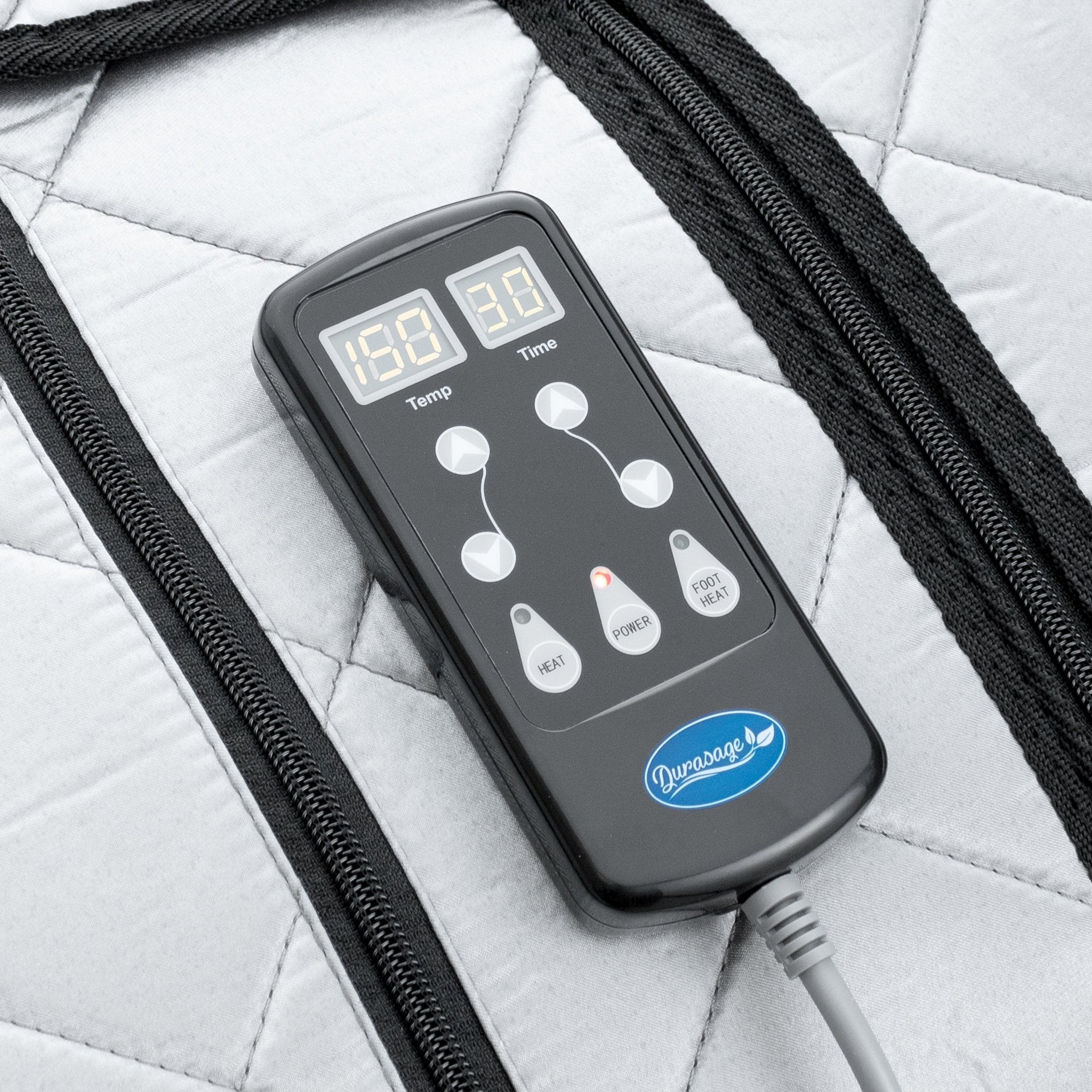 Durasage Health Large Portable Low EMF Negative Ion Indoor Sauna with Chair and Heated Footpad Included - Silver