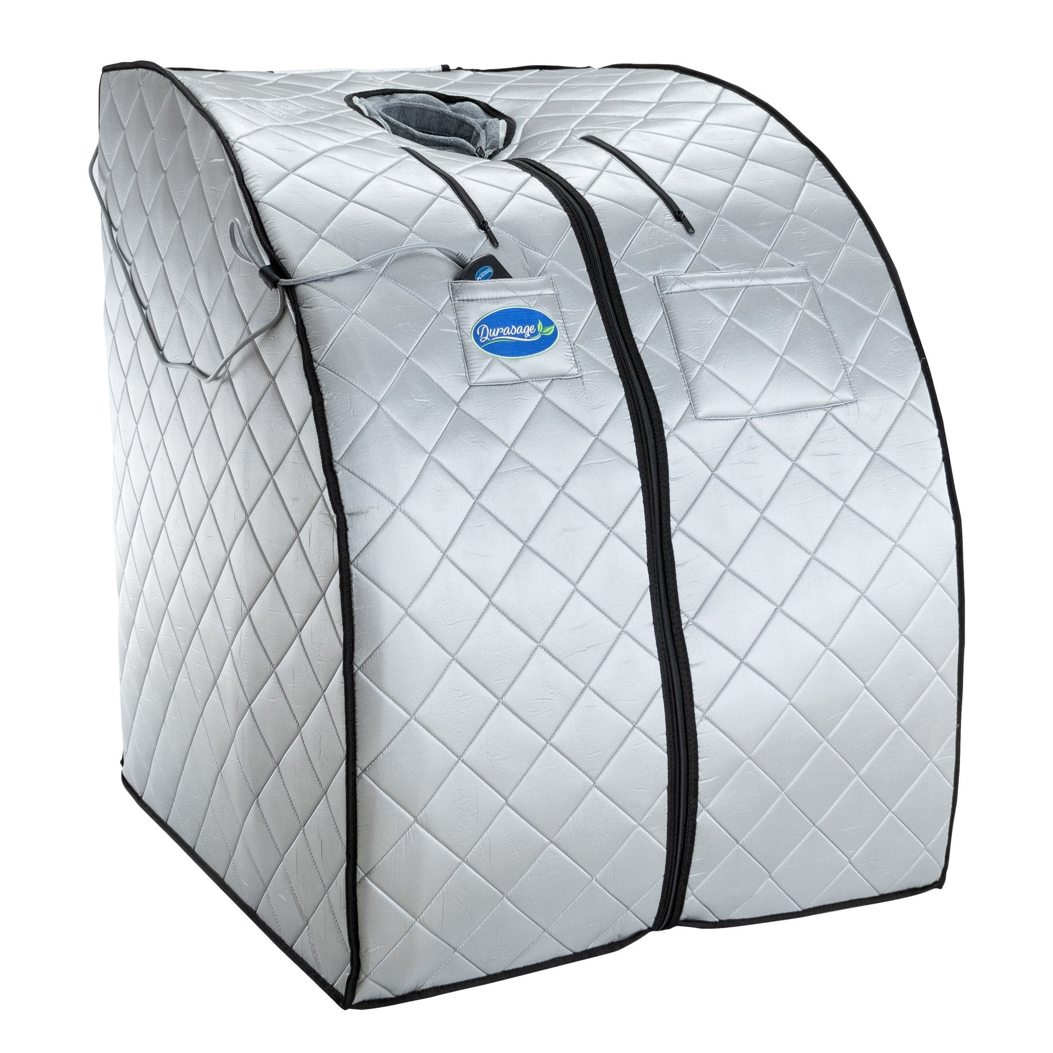 Durasage Health Large Portable Low EMF Negative Ion Indoor Sauna with Chair and Heated Footpad Included - Silver