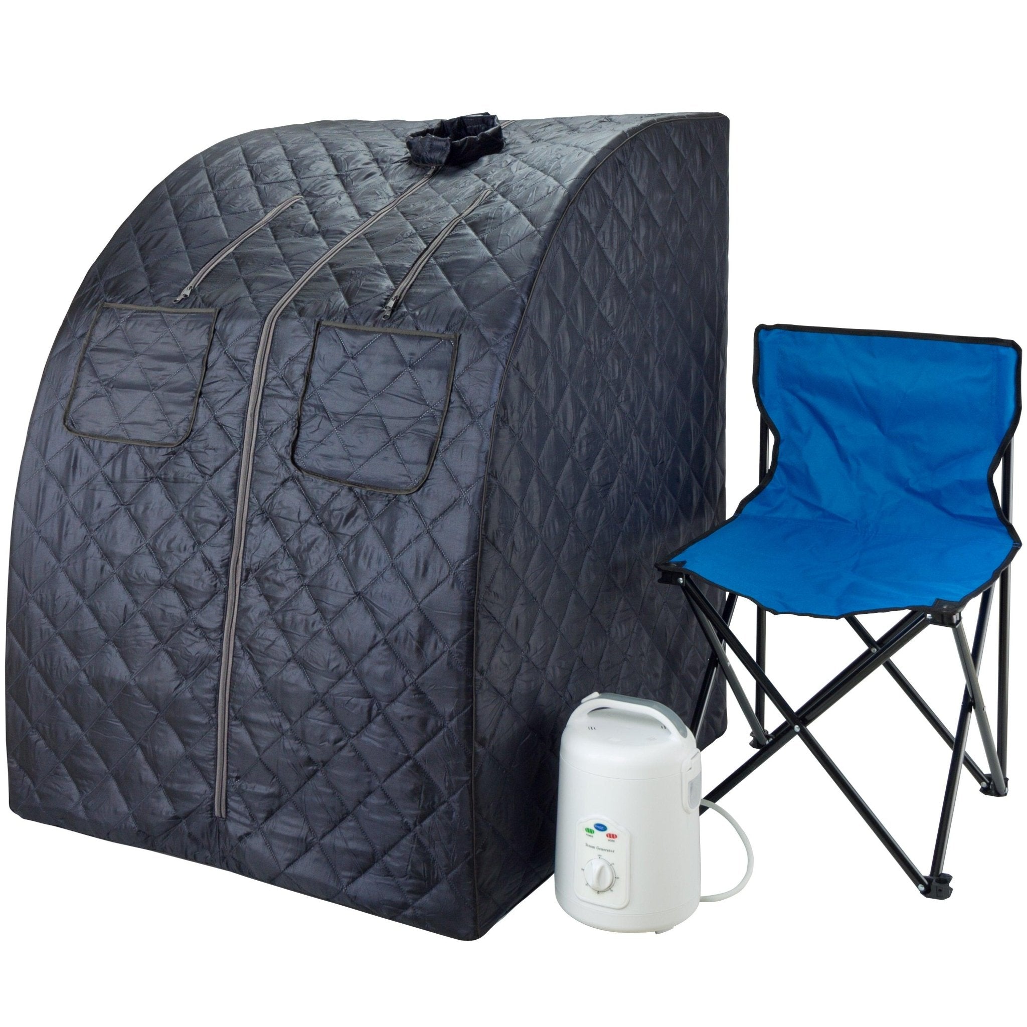 Durasage Health Oversized Portable Steam Sauna for Weight Loss, Detox & Relaxation at Home, Chair Included - Dark Blue