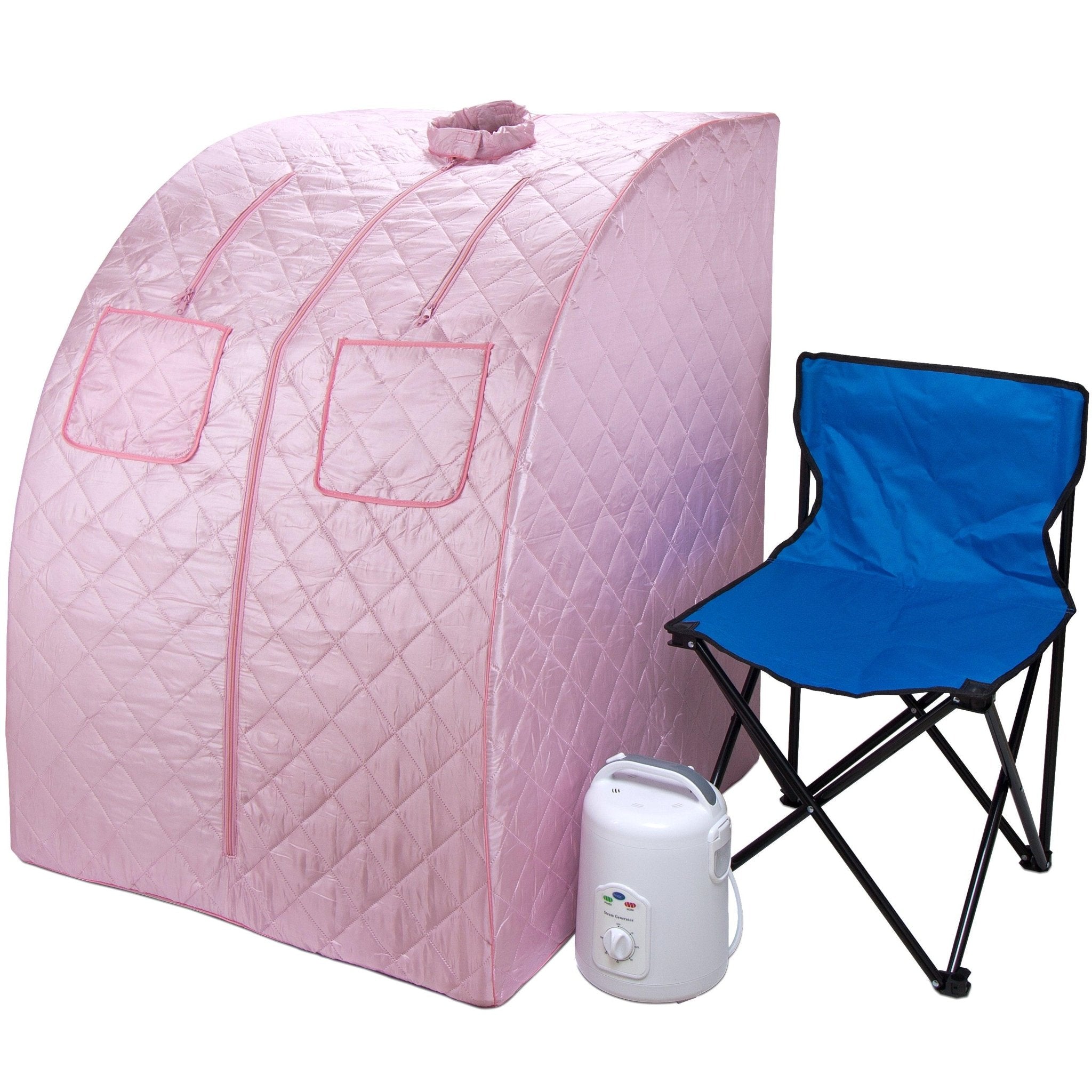 Durasage Health Oversized Portable Steam Sauna for Weight Loss, Detox & Relaxation at Home, Chair Included - Pink