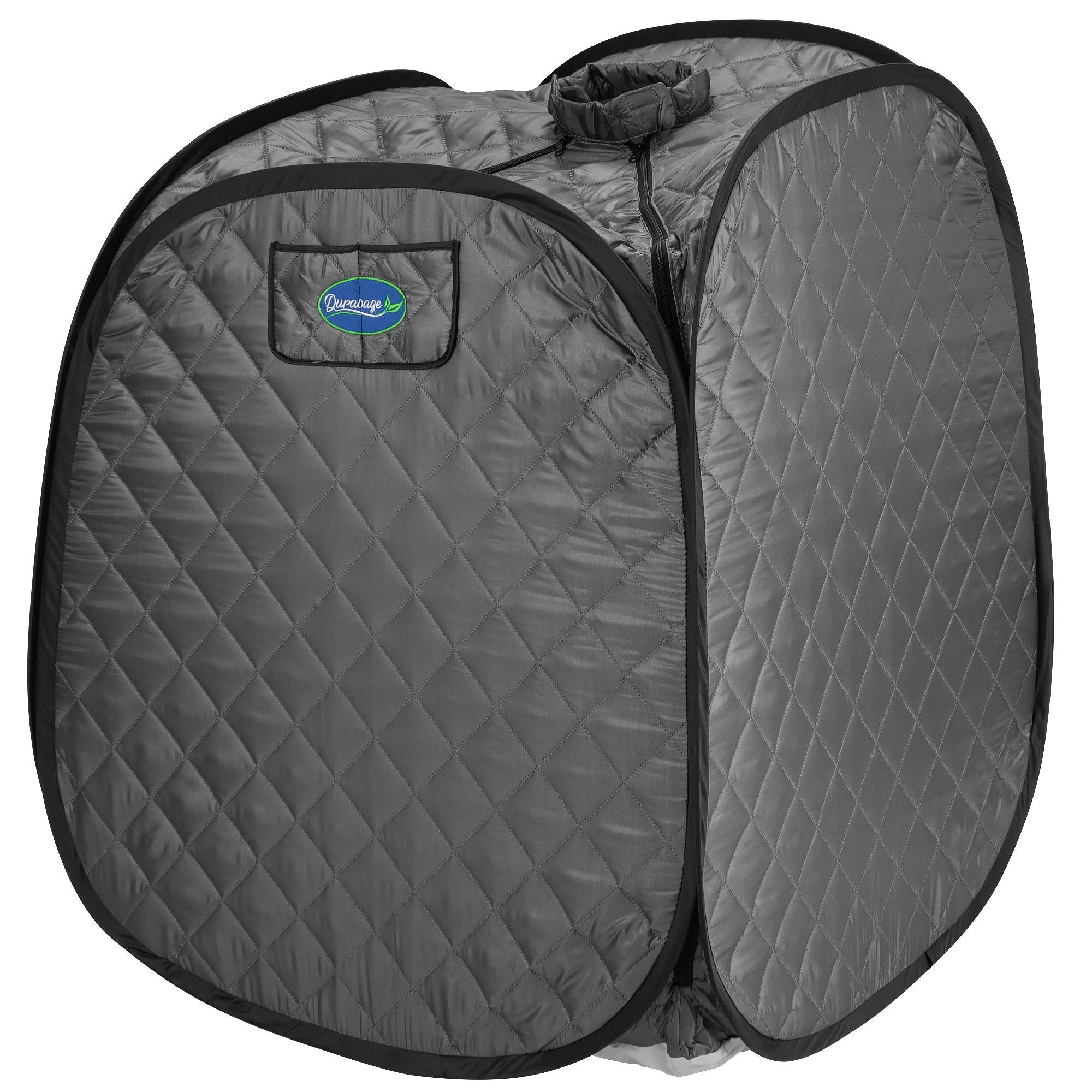 Durasage Health Personal Foldable Steam Sauna for Weight Loss, Detox, Relaxation at Home, 60 Minute Timer, 800 Watt Steam Generator, Chair Included (Gray)