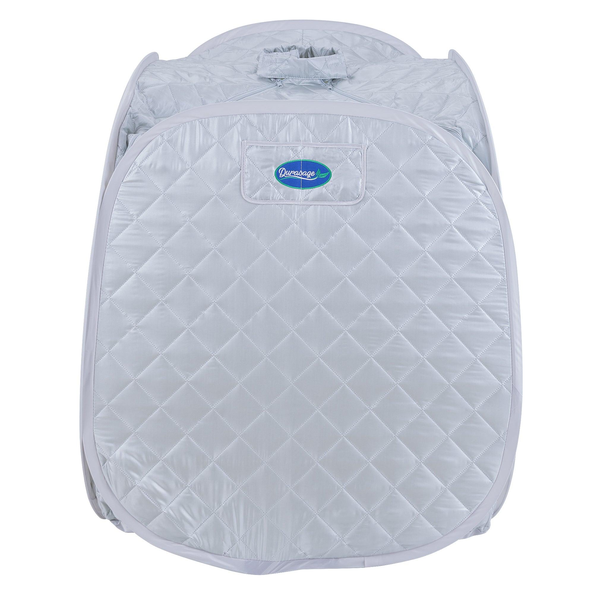 Durasage Health Personal Foldable Steam Sauna for Weight Loss, Detox, Relaxation at Home, 60 Minute Timer, 800 Watt Steam Generator, Chair Included (Silver)