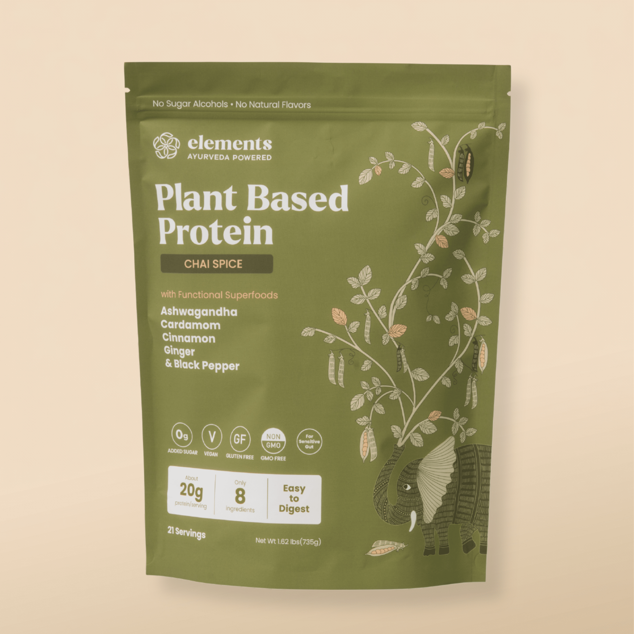 Elements Truffles Plant Based Protein Powder: Chai Spice (21 Servings)