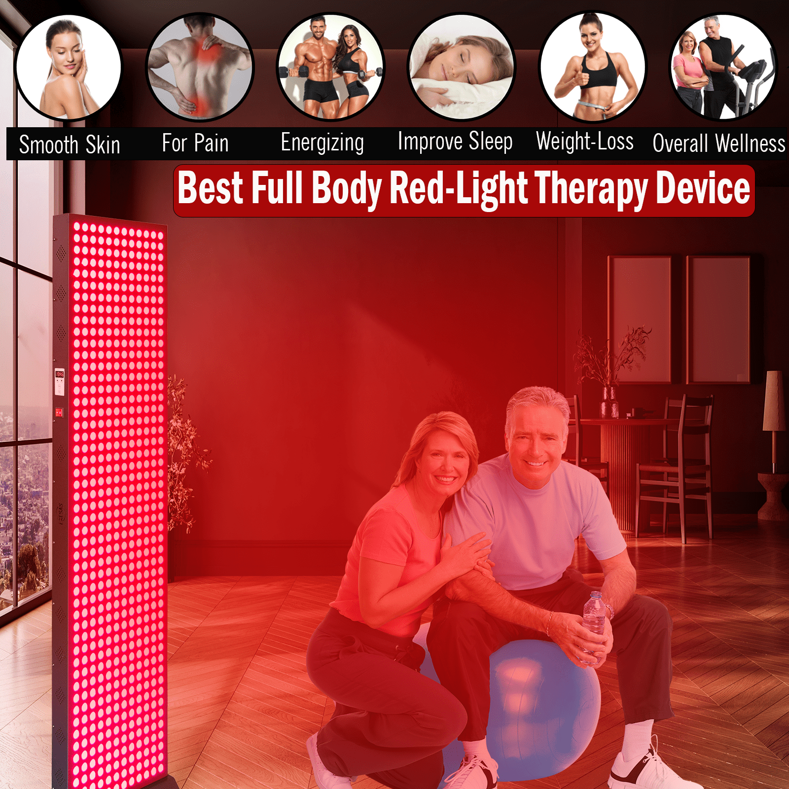 EXESAS EXESAS 600 LED, 3000W Dual - Chip, Red Light Therapy Device for Full Body, 4 - Wavelengths Infrared LED Panel for Skin, Weight, Pain, Wellness