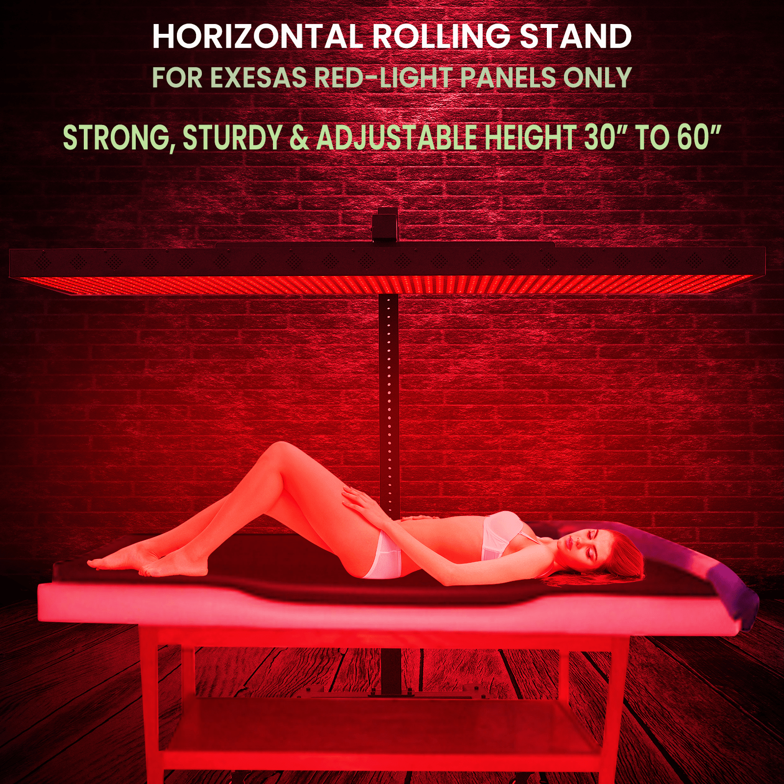 EXESAS Horizontal Rolling Stand for EXESAS Red Light Therapy Panels, Compatible only with EXESAS Panels. (Stand Only, Panel Sold Separately)