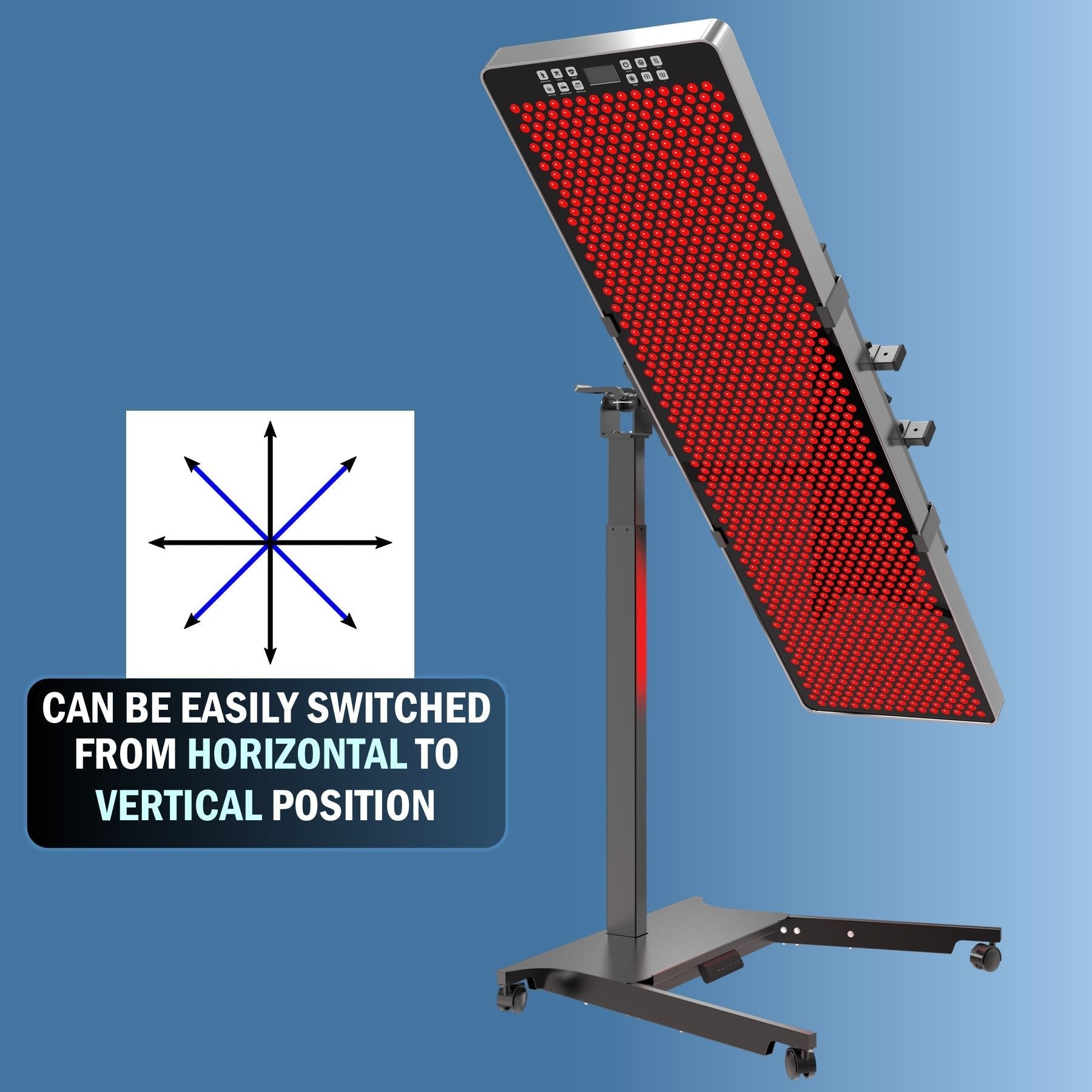 EXESAS Horizontal/Vertical Powered Automatic Rolling Stand for EXESAS Red Light Therapy Panels, Auto Height Adjustment, (Panel Sold Separately)