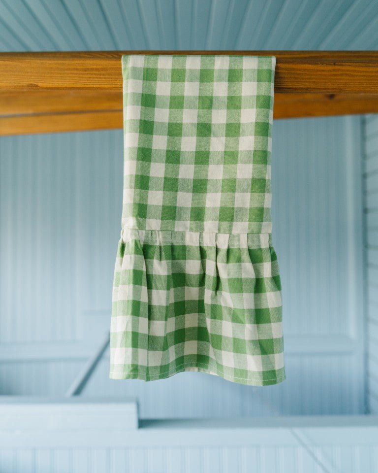 Galley & Fen Moss Ruffled Gingham Dish Towel