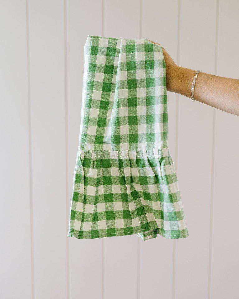 Galley & Fen Moss Ruffled Gingham Dish Towel