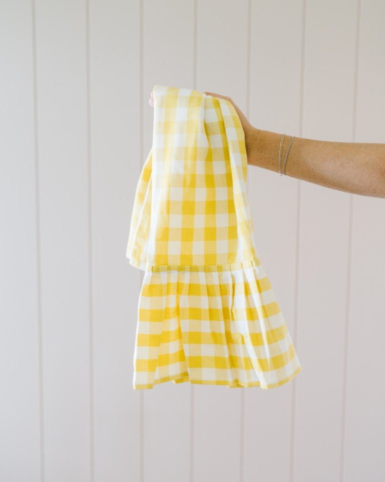 Galley & Fen Yellow Gingham Ruffled Dish Towel
