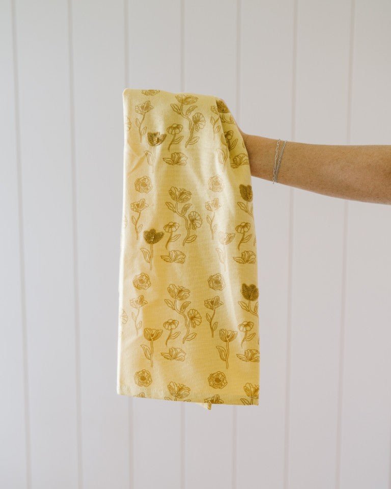 Galley & Fen Yellow Poppy Embroidered Dish Towel