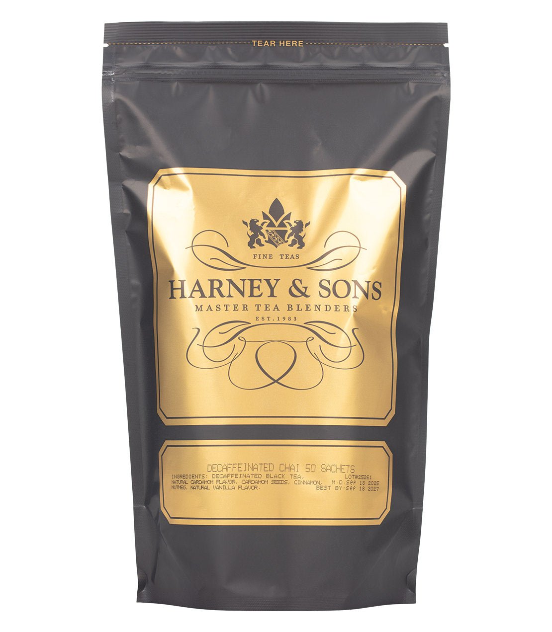 Harney & Sons Fine Teas Decaffeinated Chai, Bag of 50 Sachets