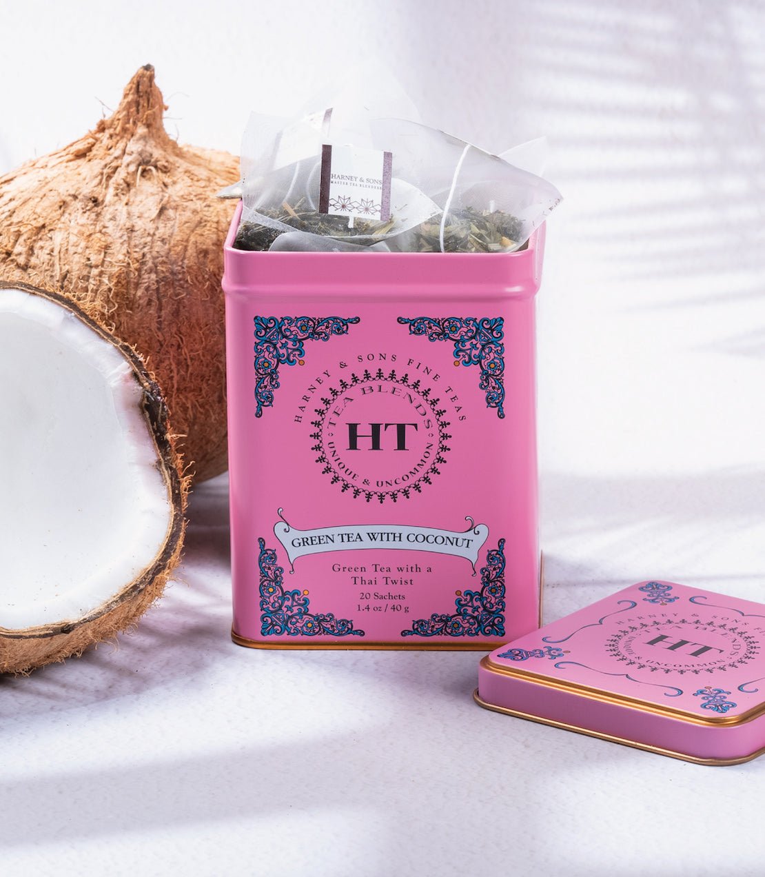 Harney & Sons Fine Teas Green Tea with Coconut, HT Tin of 20 Tea Sachets