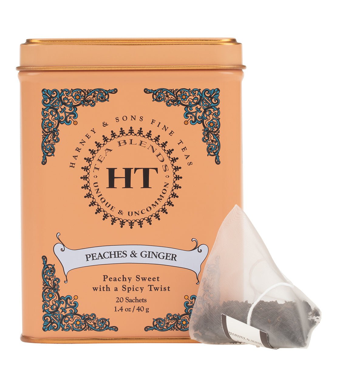 Harney & Sons Fine Teas Peaches & Ginger, HT Tin of 20 Sachets