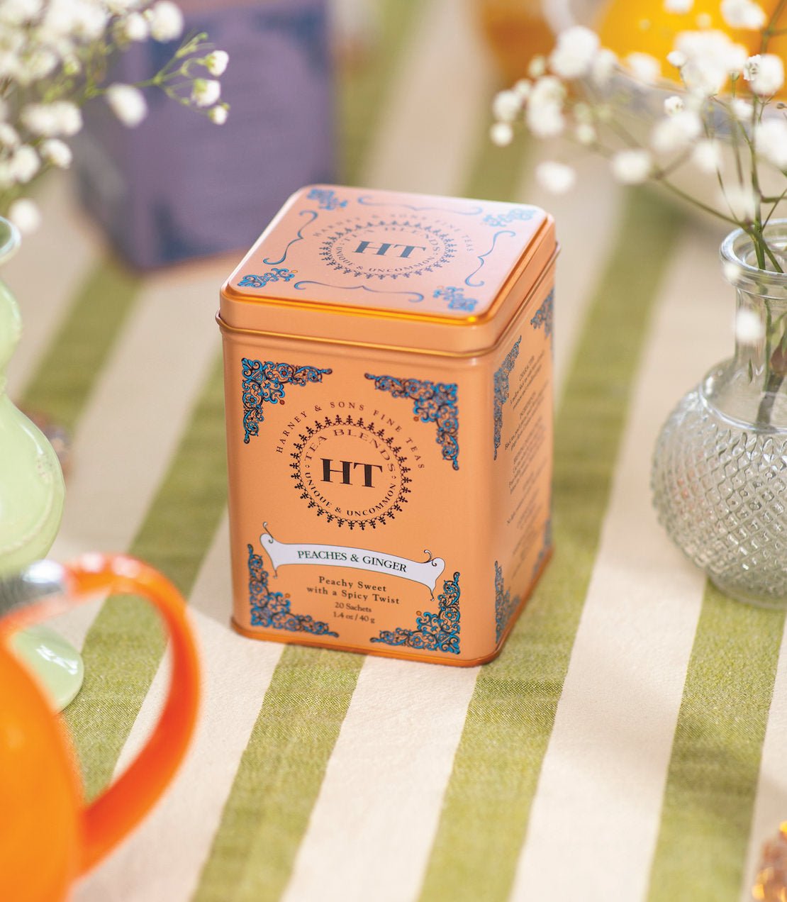 Harney & Sons Fine Teas Peaches & Ginger, HT Tin of 20 Sachets
