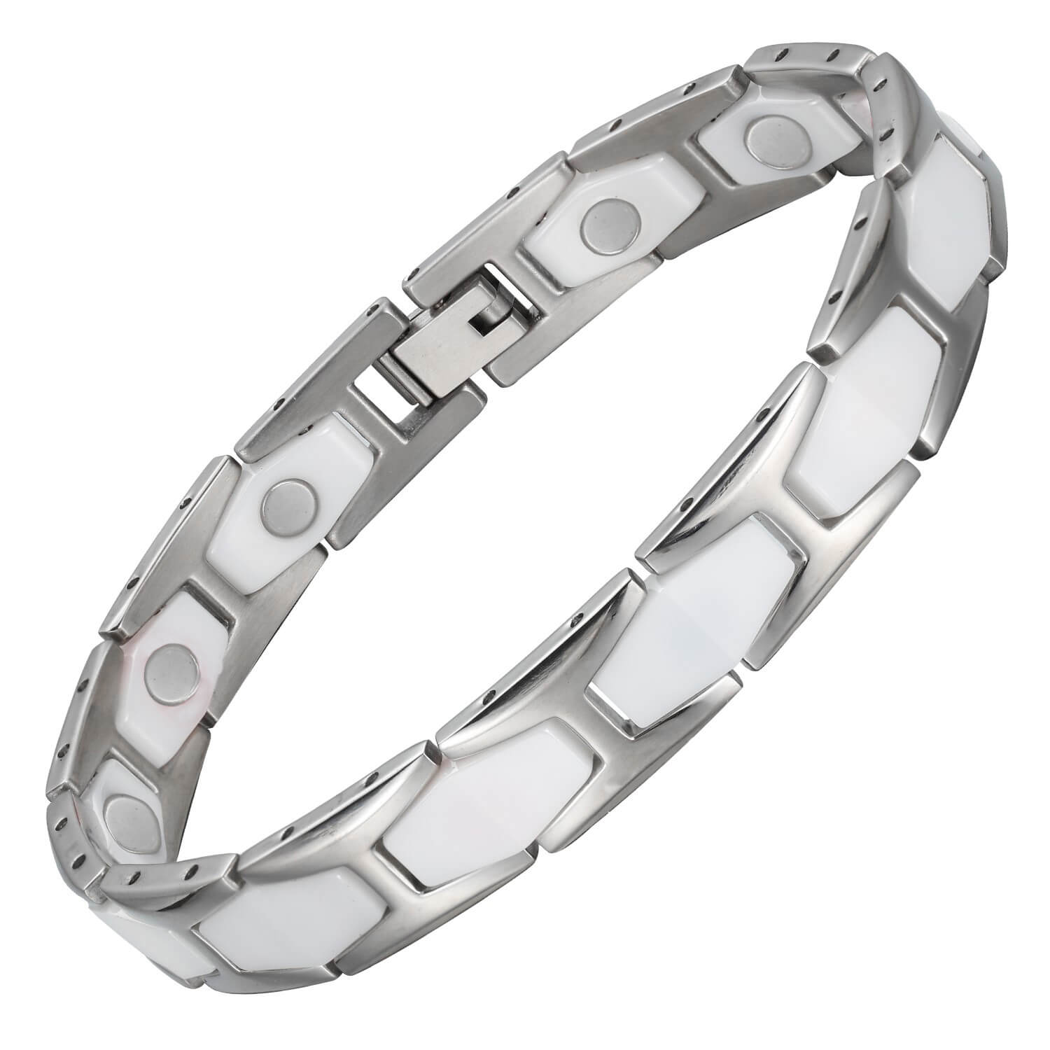 HealthyLine Ceramic and Stainless Steel Magnetic Bracelet. 2 Colors available. Model CEB044