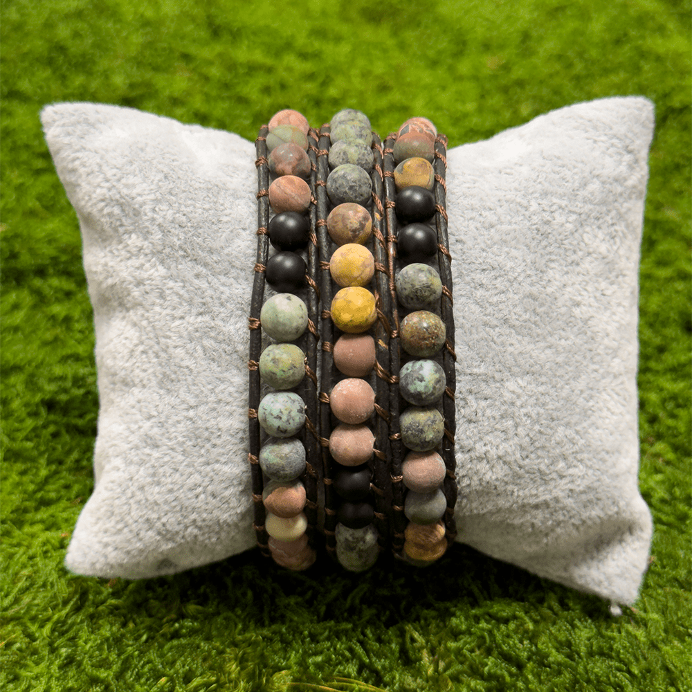 HealthyLine Matte African Turquoise + Picasso Jasper Bracelet