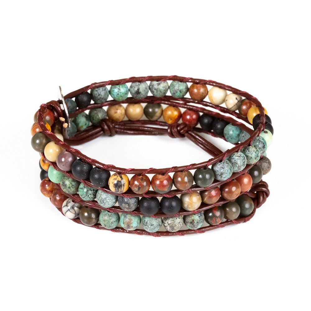 HealthyLine Matte African Turquoise + Picasso Jasper Bracelet