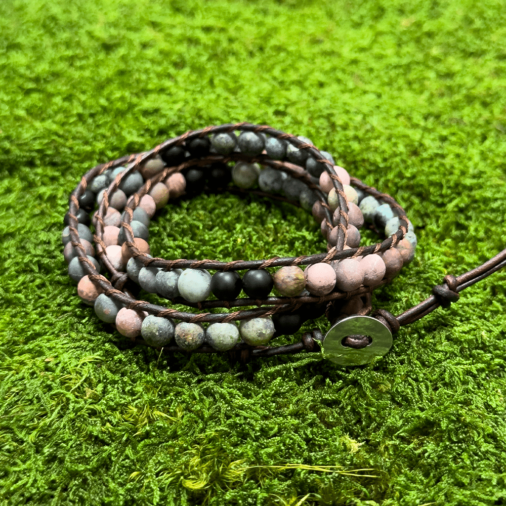 HealthyLine Matte African Turquoise + Picasso Jasper Bracelet