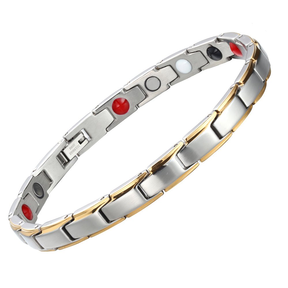 HealthyLine Stainless Steel Energy Bracelet 4 - in - 1. 2 Colors available. Model B001W