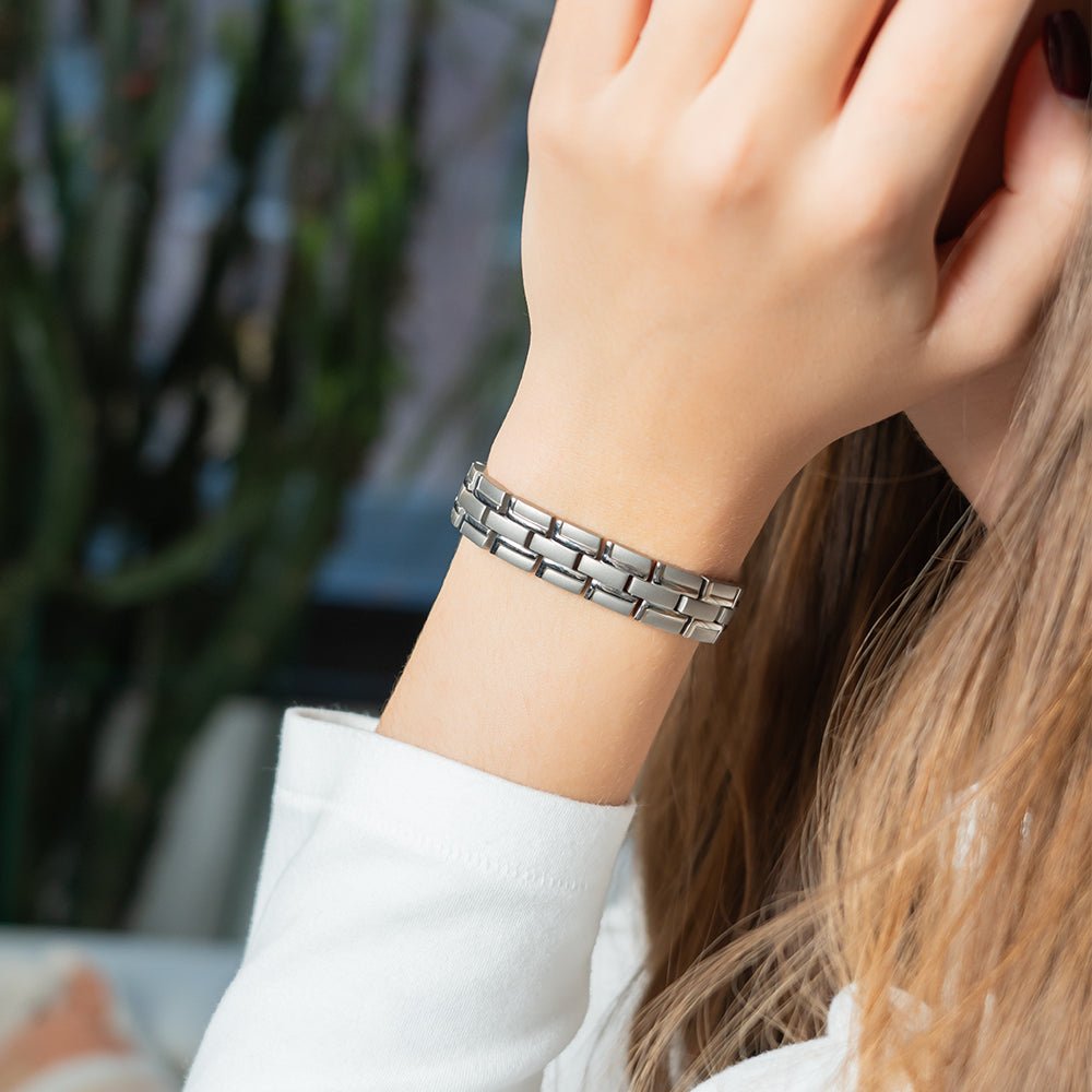 HealthyLine Stainless Steel Energy Bracelet 4 - in - 1. 2 Colors available. Model B041